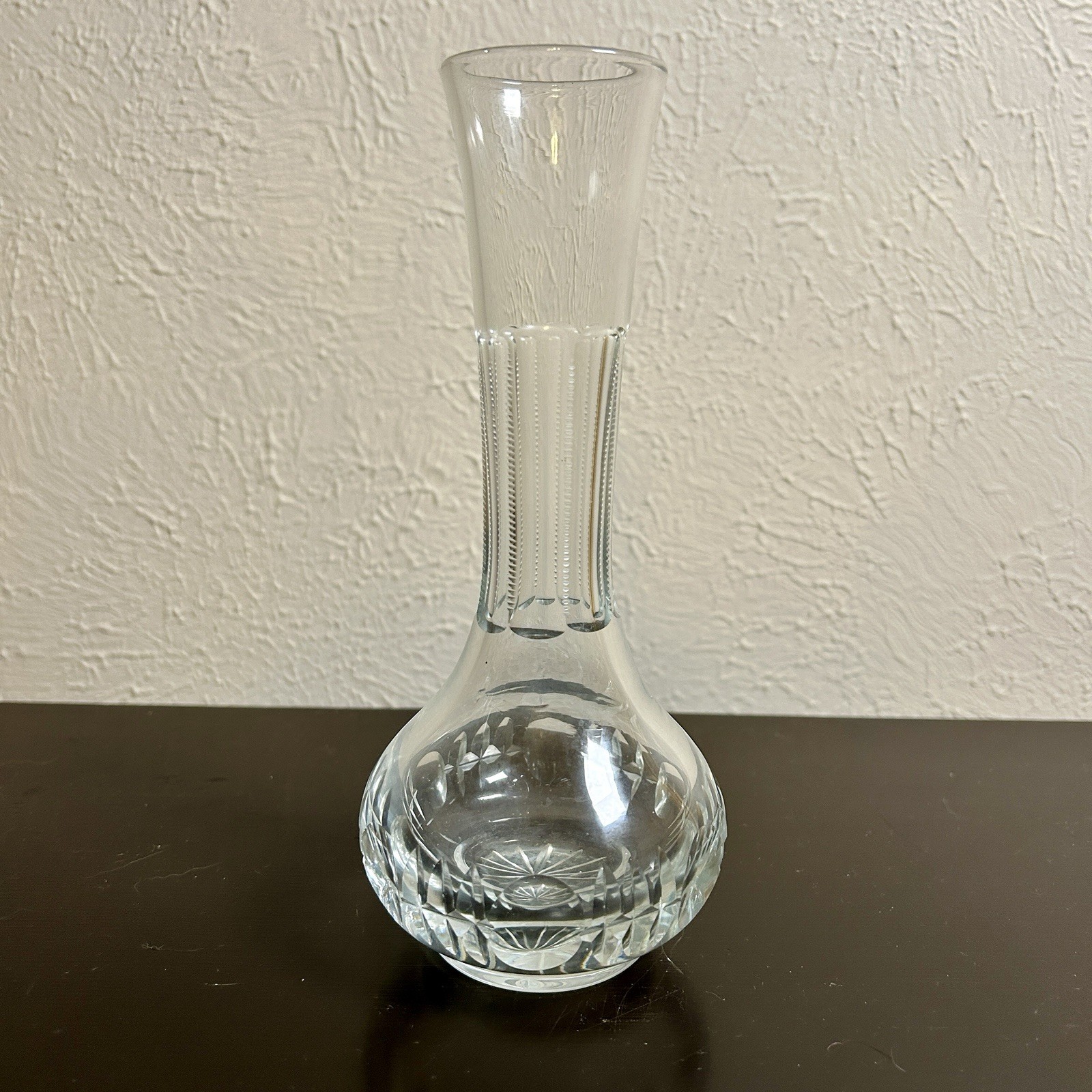 VTG Cut Glass Flower Vase 8.25 Tall Genie Bottle Wedding Elegant Boho Handmade