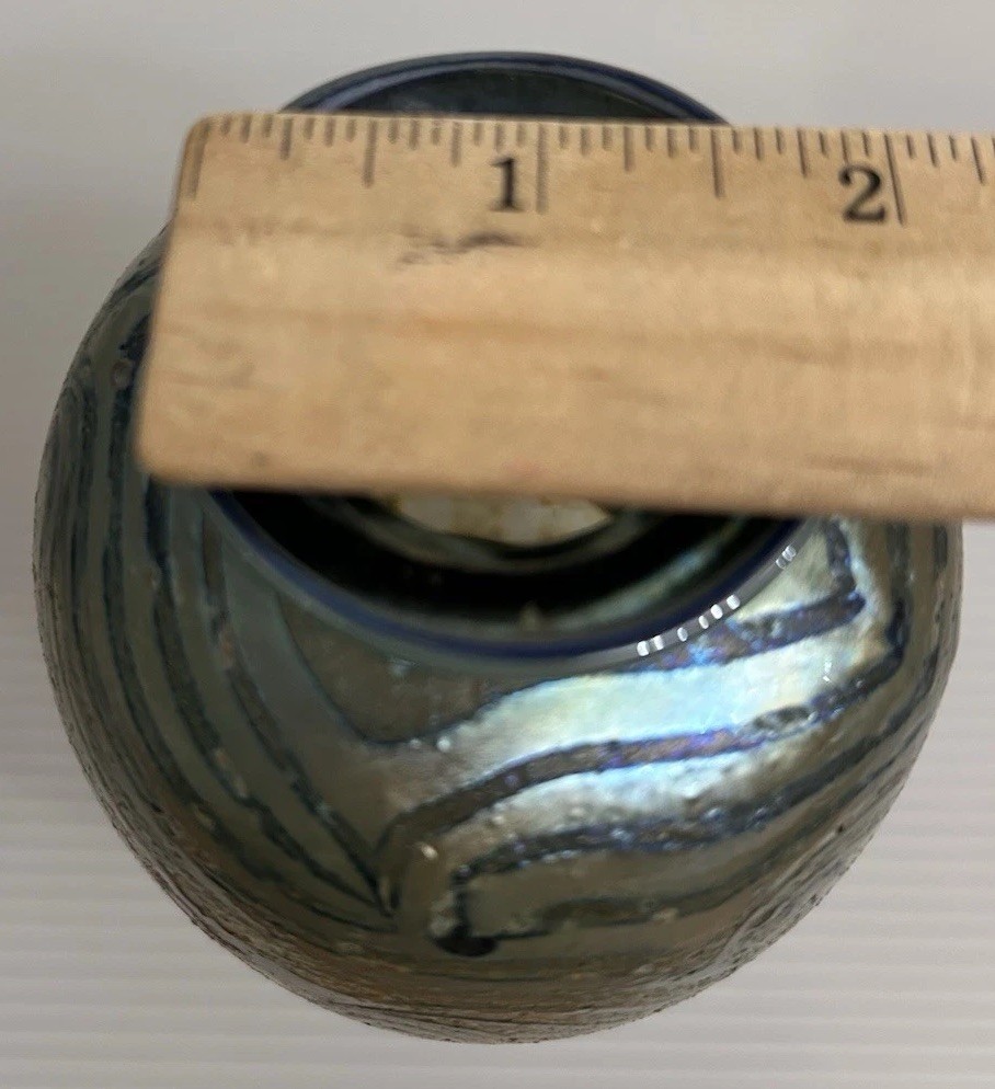 CHARLES LOTTON 1990 Sign Art Glass Vase Swirl Wave Water Iridescent *READ AS IS*
