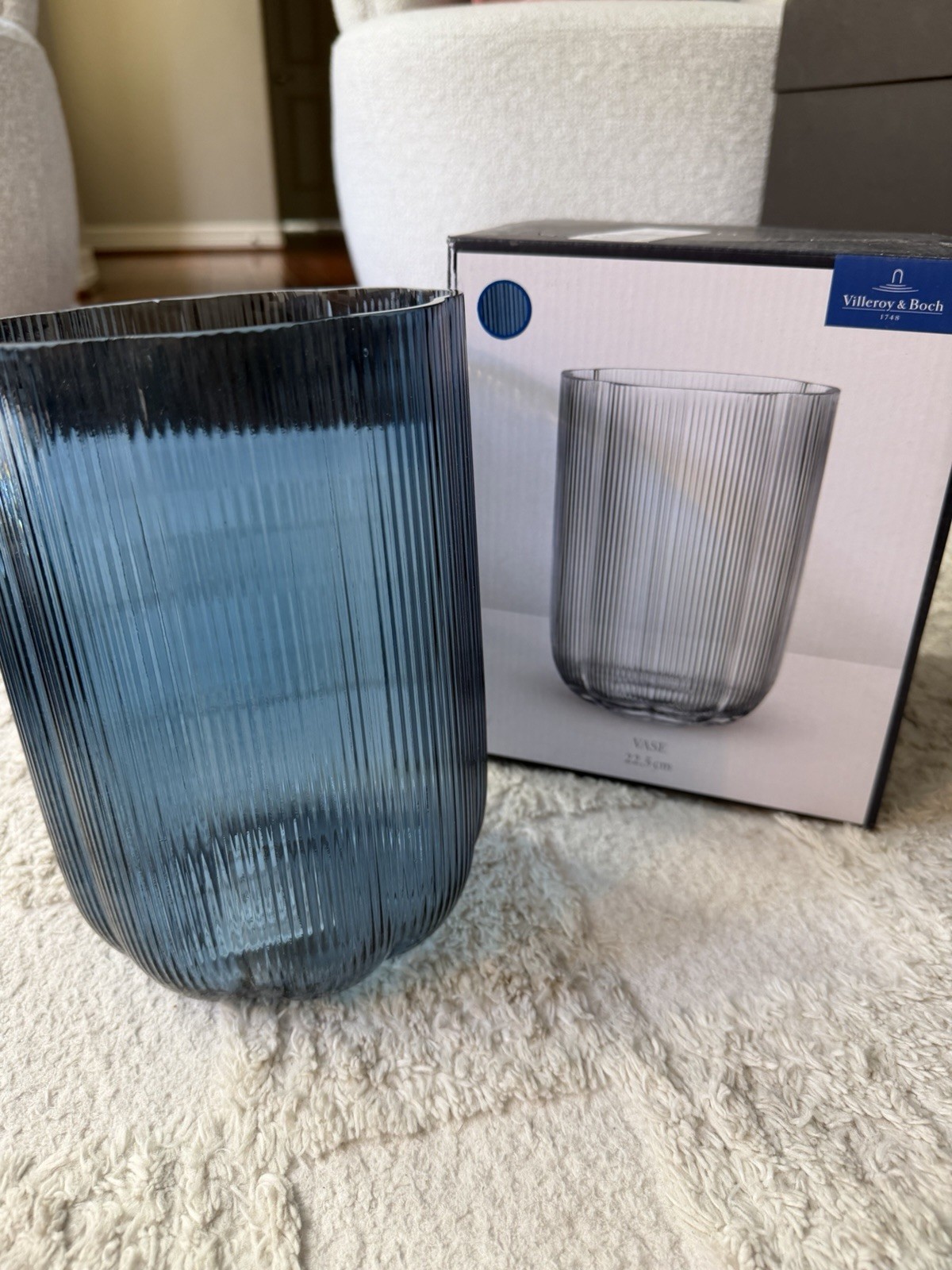 Villeroy & Boch FLEUR Blue Glass Vase 22.5 cm w/ Box