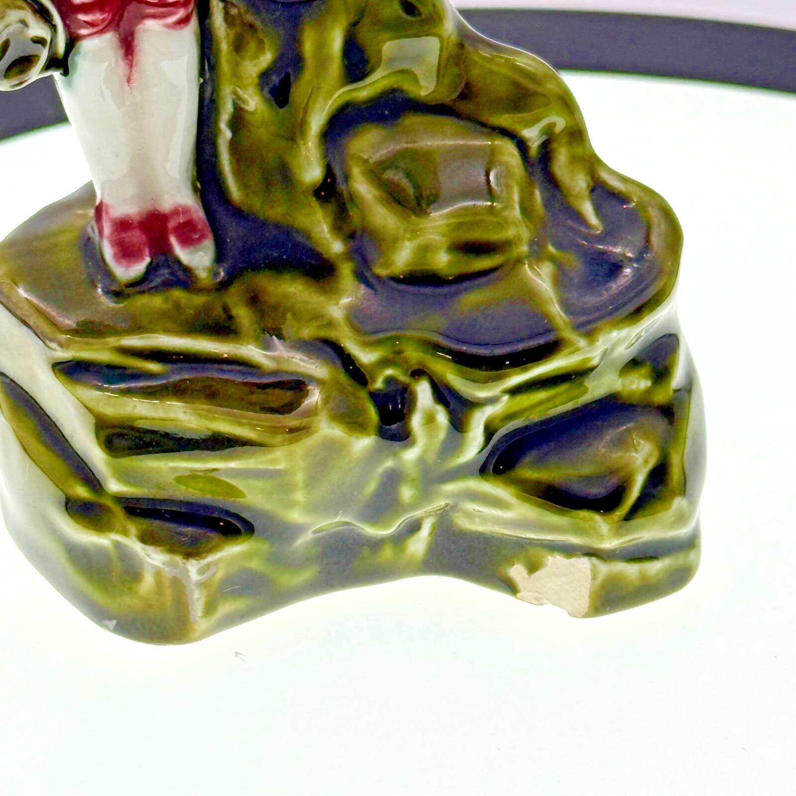 Antique French Majolica Bud Vase Figural Pottery Spill Vase Read