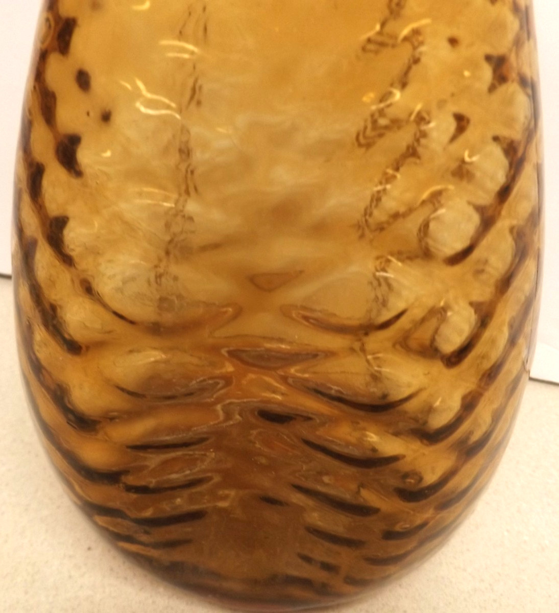 Vintage Genie Bottle “Fish Net” Empoli Made In Italy Amber, 15 IN.