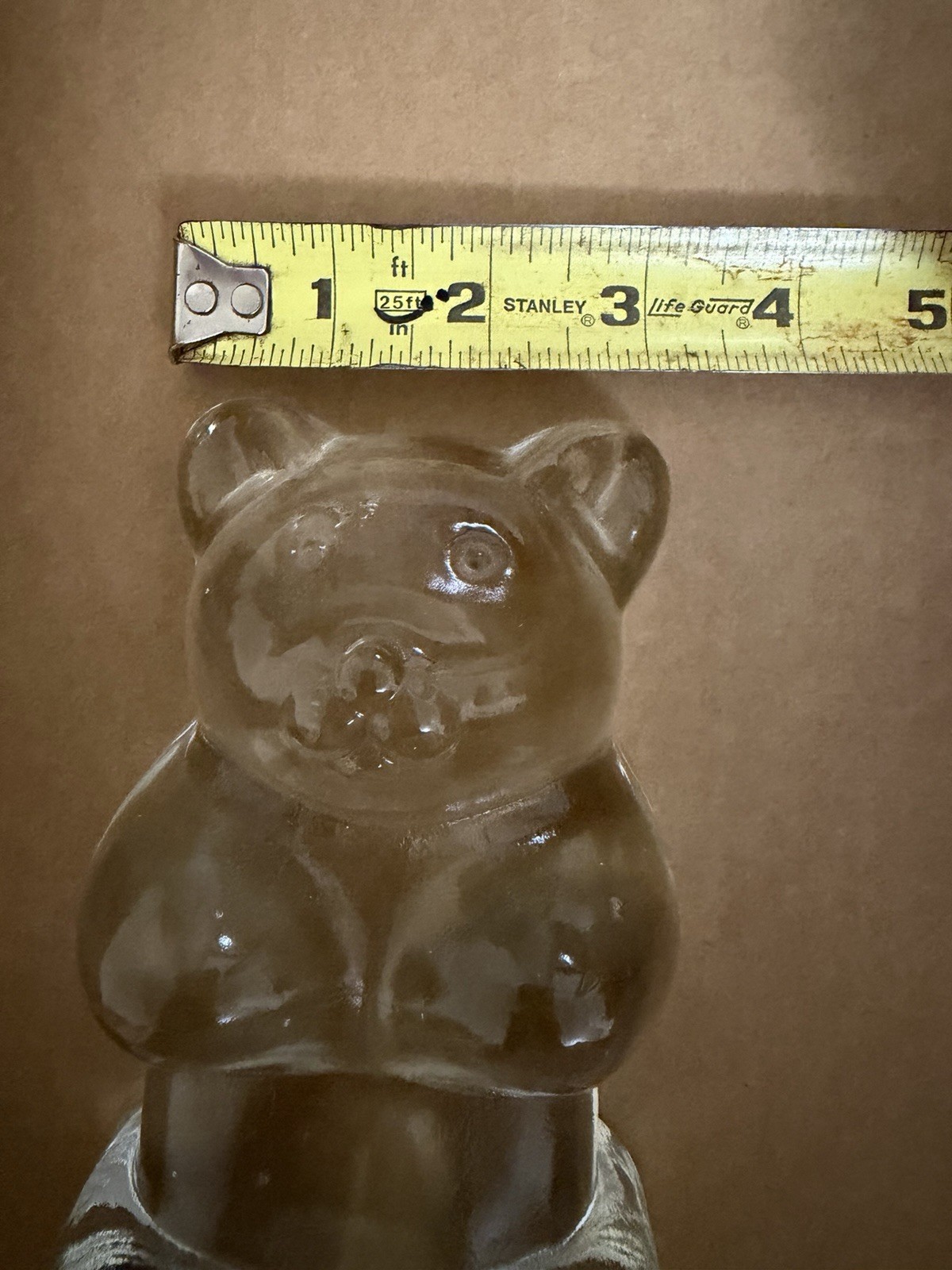 Solid Glass Gummy Bear Paper Weight 2lb 10oz Desk Decor Clear Haribo Style