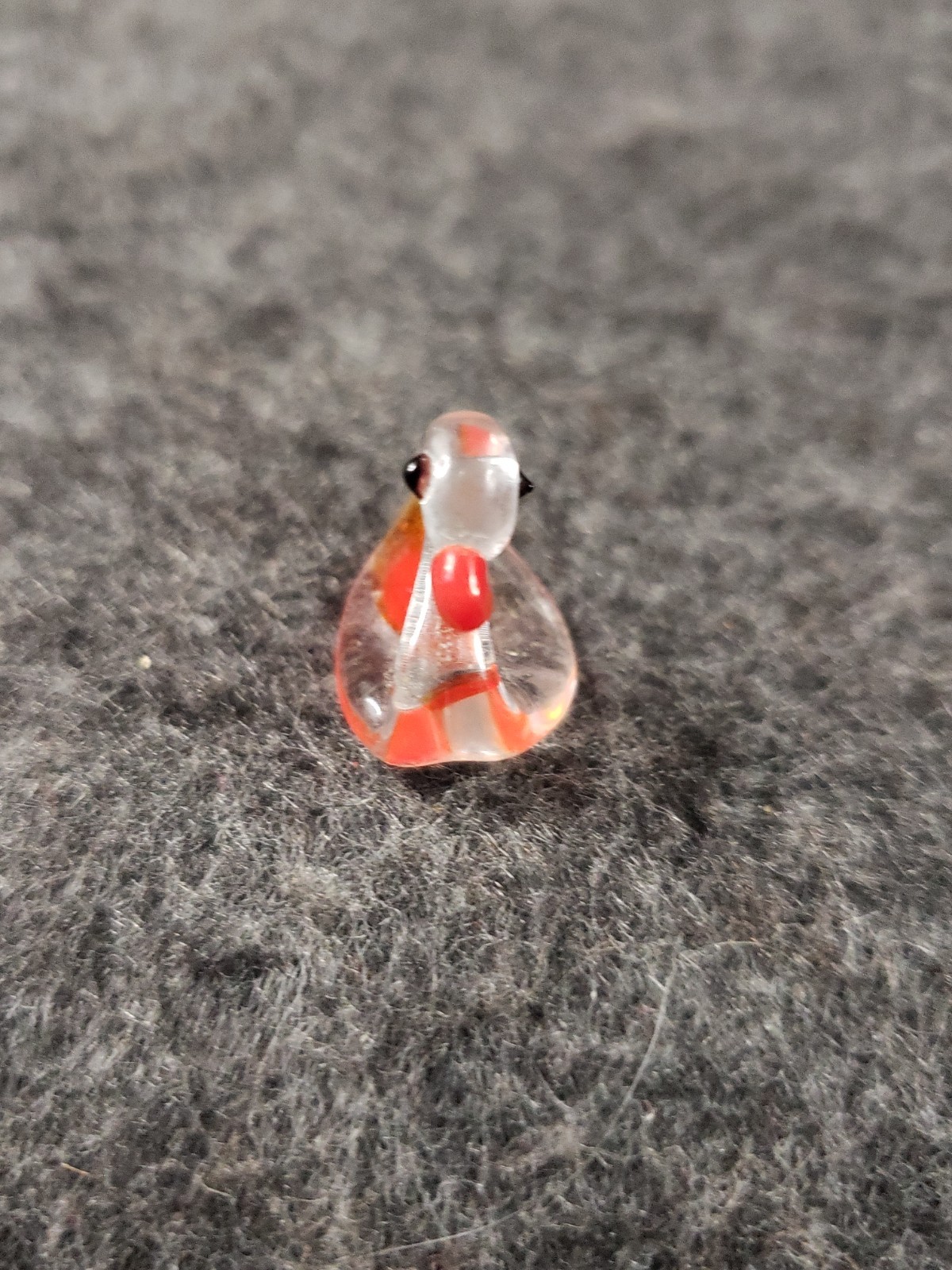 VTG Miniature Blown Glass Bird Figurine clear & Orange Tiny Art Glass (SB10)