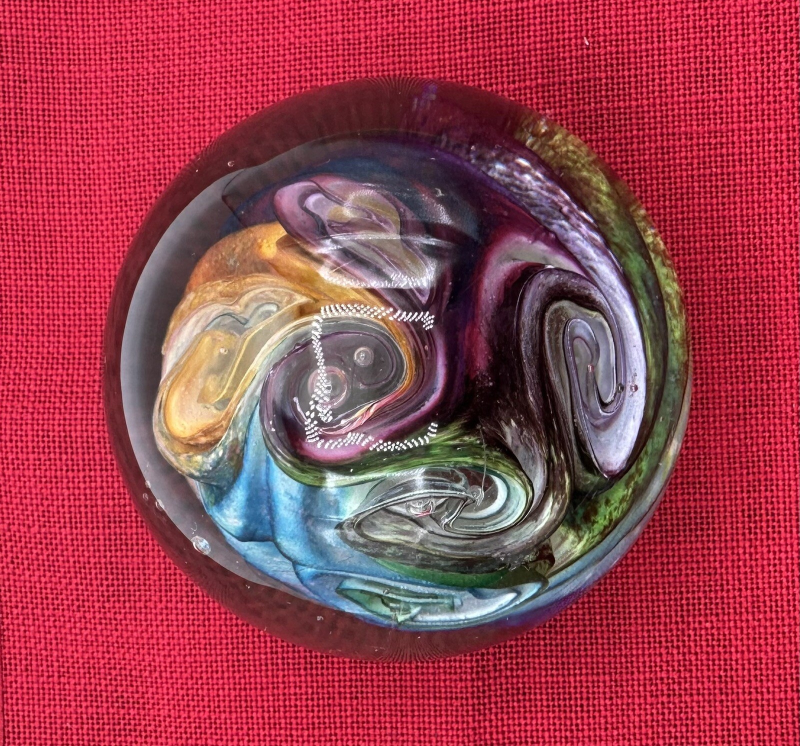 BEAUTY!!! Art Glass Swirling “COSMOS “ Paperweight