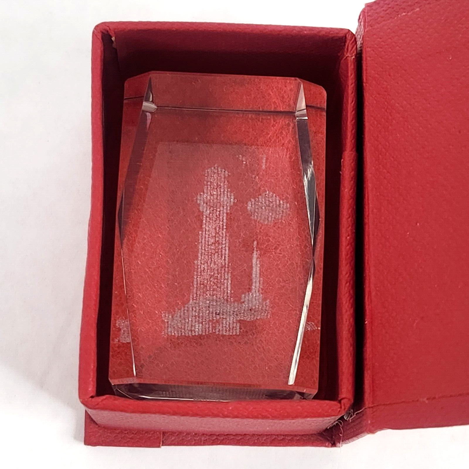 Paperweight Laser Etched Prism Clear Crystal Cube Lighthouse Nautical Seagulls