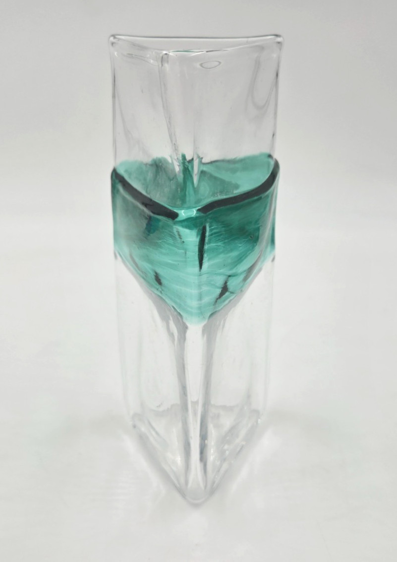 Murano Colorful Glass Vase Signed Carlo Nason Handblown Triangle Shape 1990s