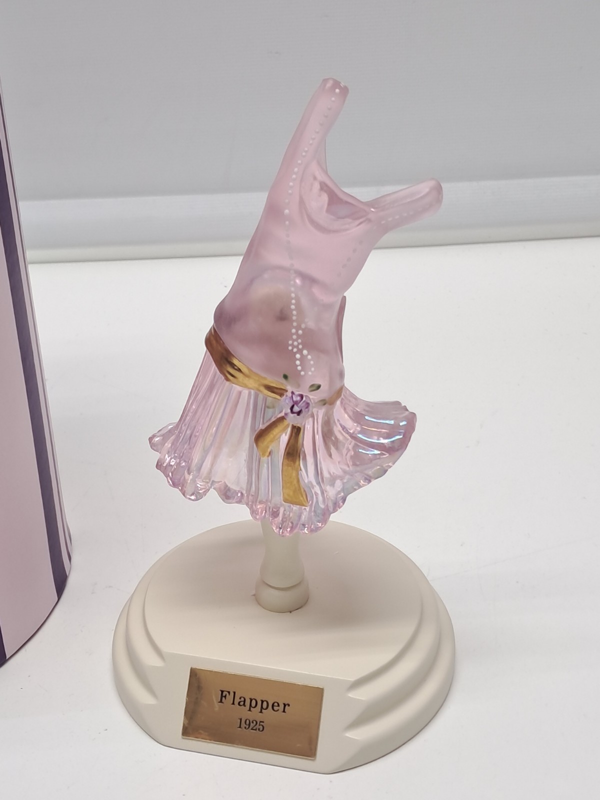 Fenton Glass Legendary Fashions Pink Flapper Dress & Box Limited Edition