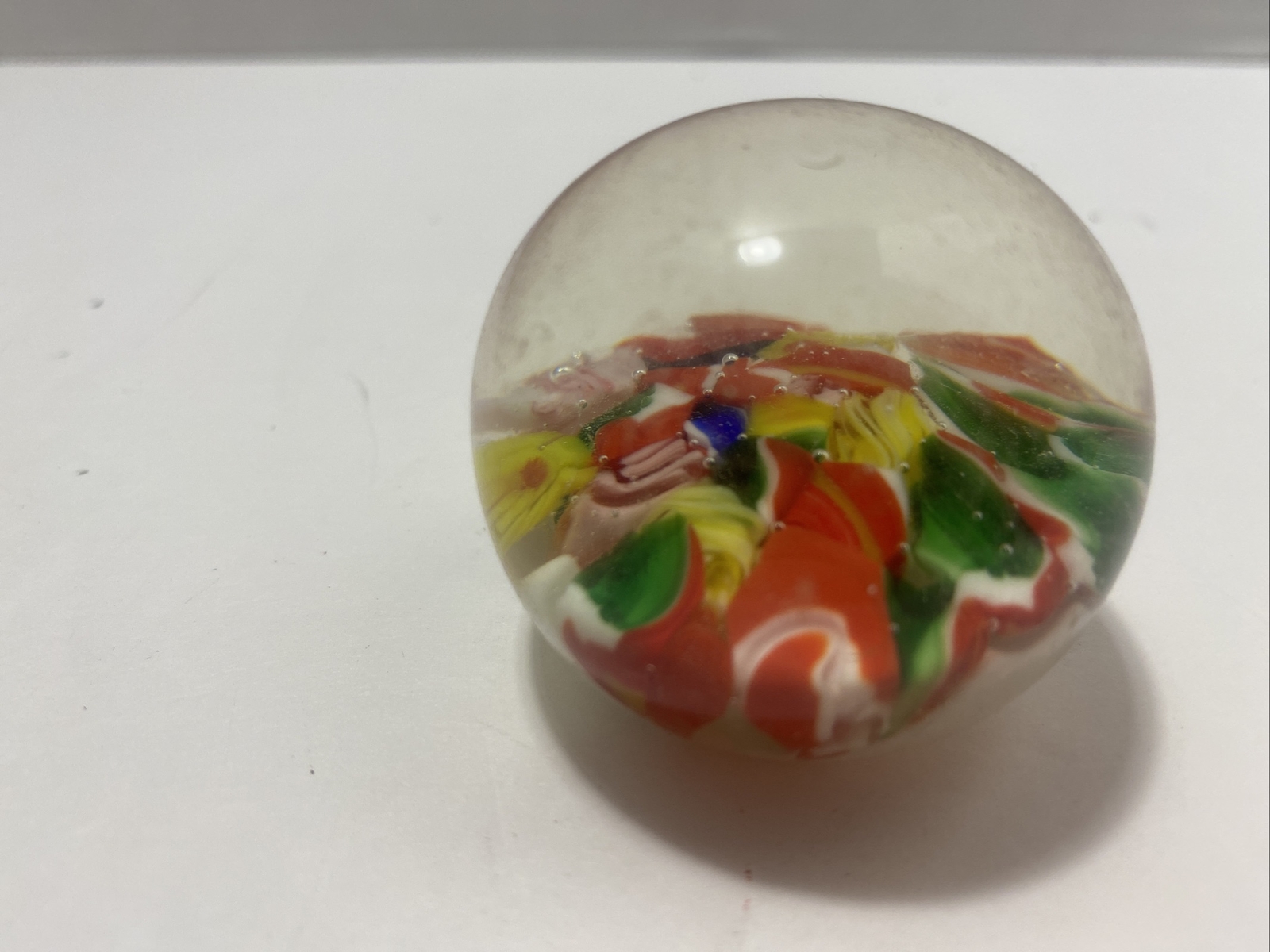 Vintage Art Glass Mini Multicolor 1-3/4″ Round Paper Weight