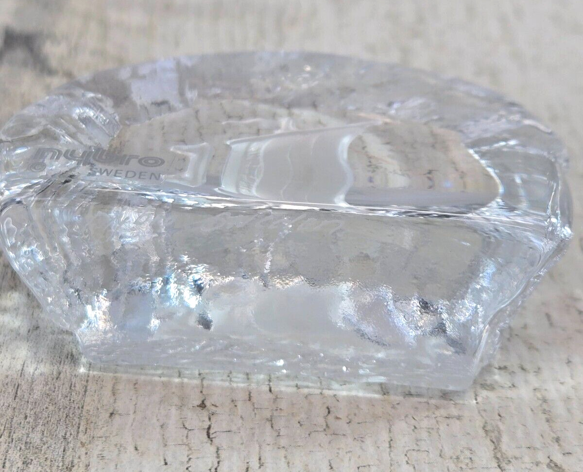 Nybro Crystal Sweden Viking Ship Paperweight