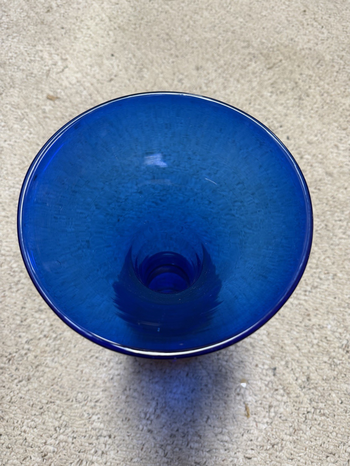 Blenko 8716 Sapphire Blue Art Glass Vase 17.5” Tall Hand Blown MCM