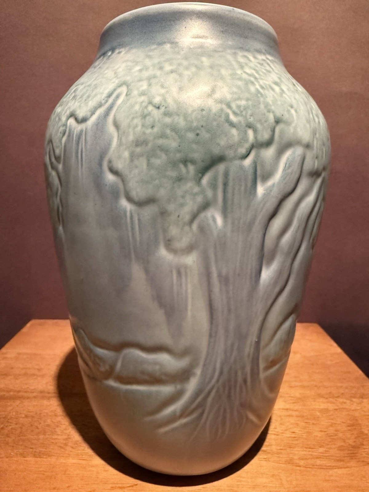 Ephraim Faience Moonlight Landscape Newcomb Style Stamped On Base Kevin Hicks 8”