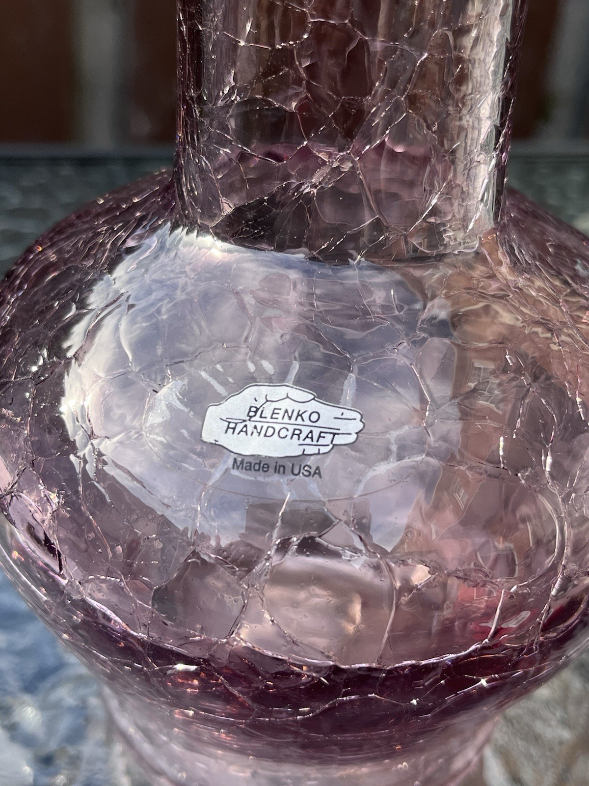 Blenko #9604 Crackle Glass Vase – Orchid Purple 7.5” Tall