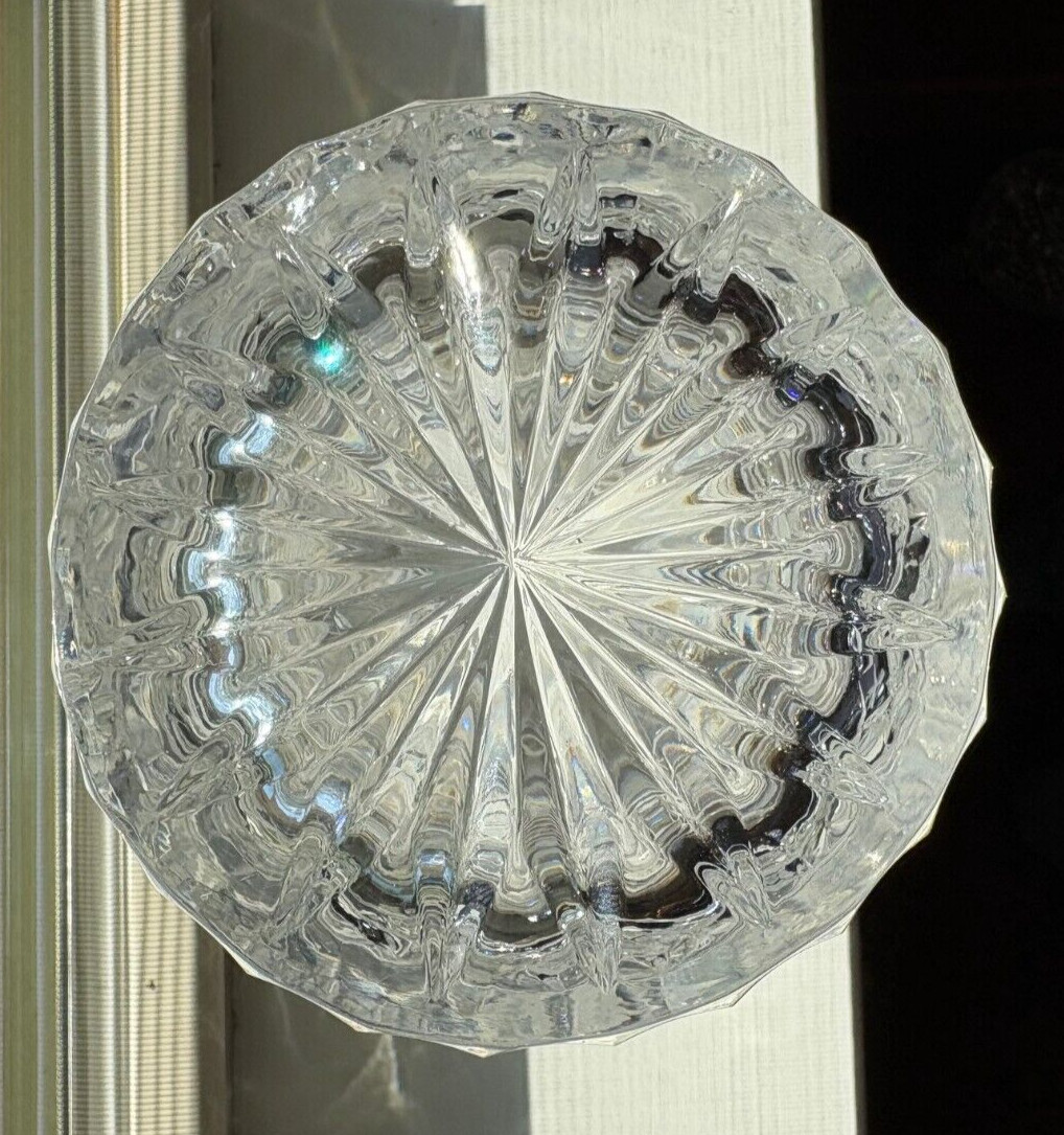 8.75″ Vtg BOHEMIAN Cut Lead Crystal Vase, Sawtooth Rim Pinwheel, Starburst, EUC