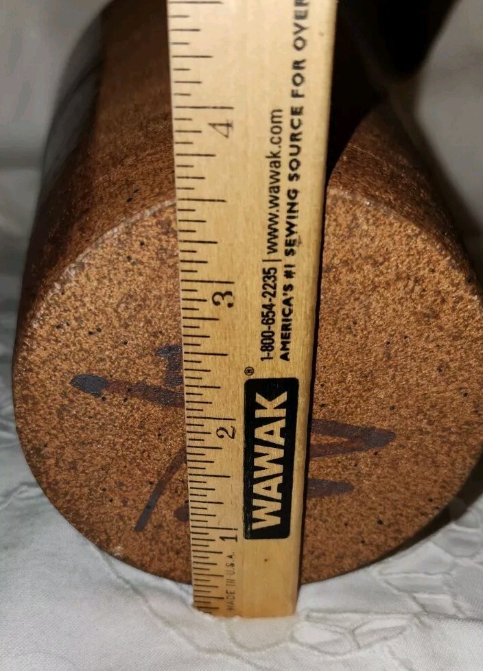 VTG.HANDTHROW VASE STONEWARE POTTERYRUSTIC ABSTRACT PATTERN 8″ H× 5″W SIGNED