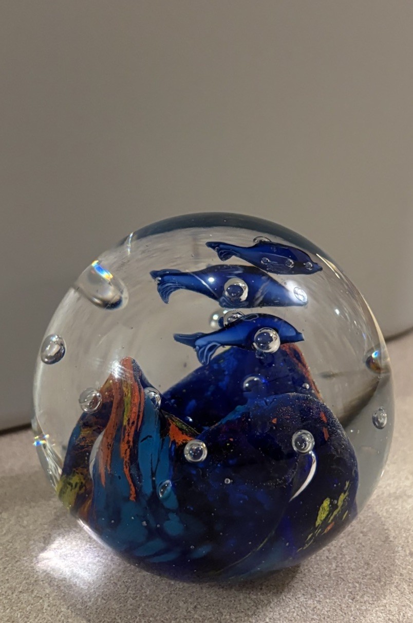 Marano art glass paperweight underwater scene fish and coral