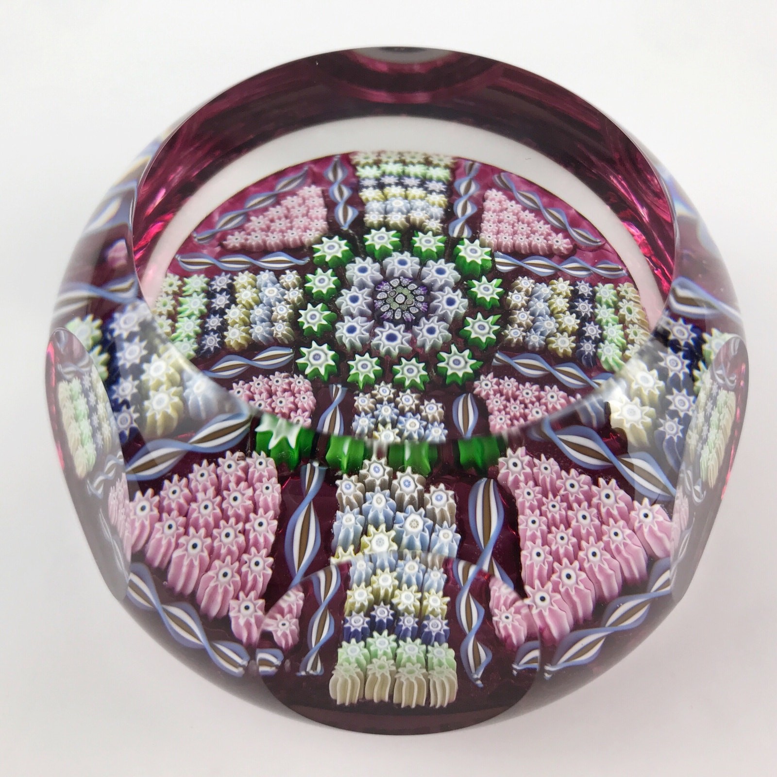 Perthshire PP33 1979 Millefiori Maltese Cross Radial Twist Faceted Paperweight