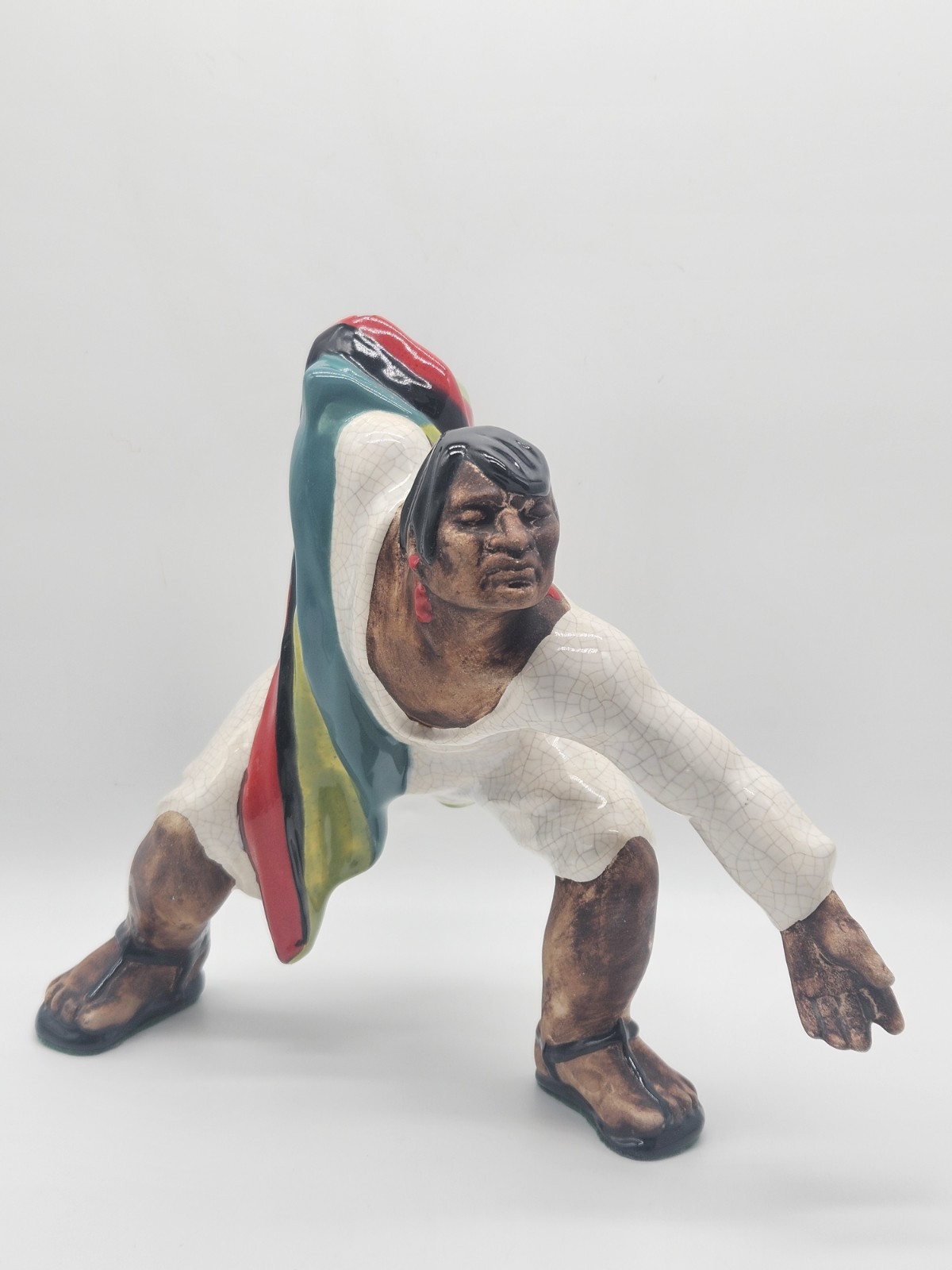 Brayton Laguna Peruvian Dancer Pottery Sculpture Figurine Native Crackle Glaze