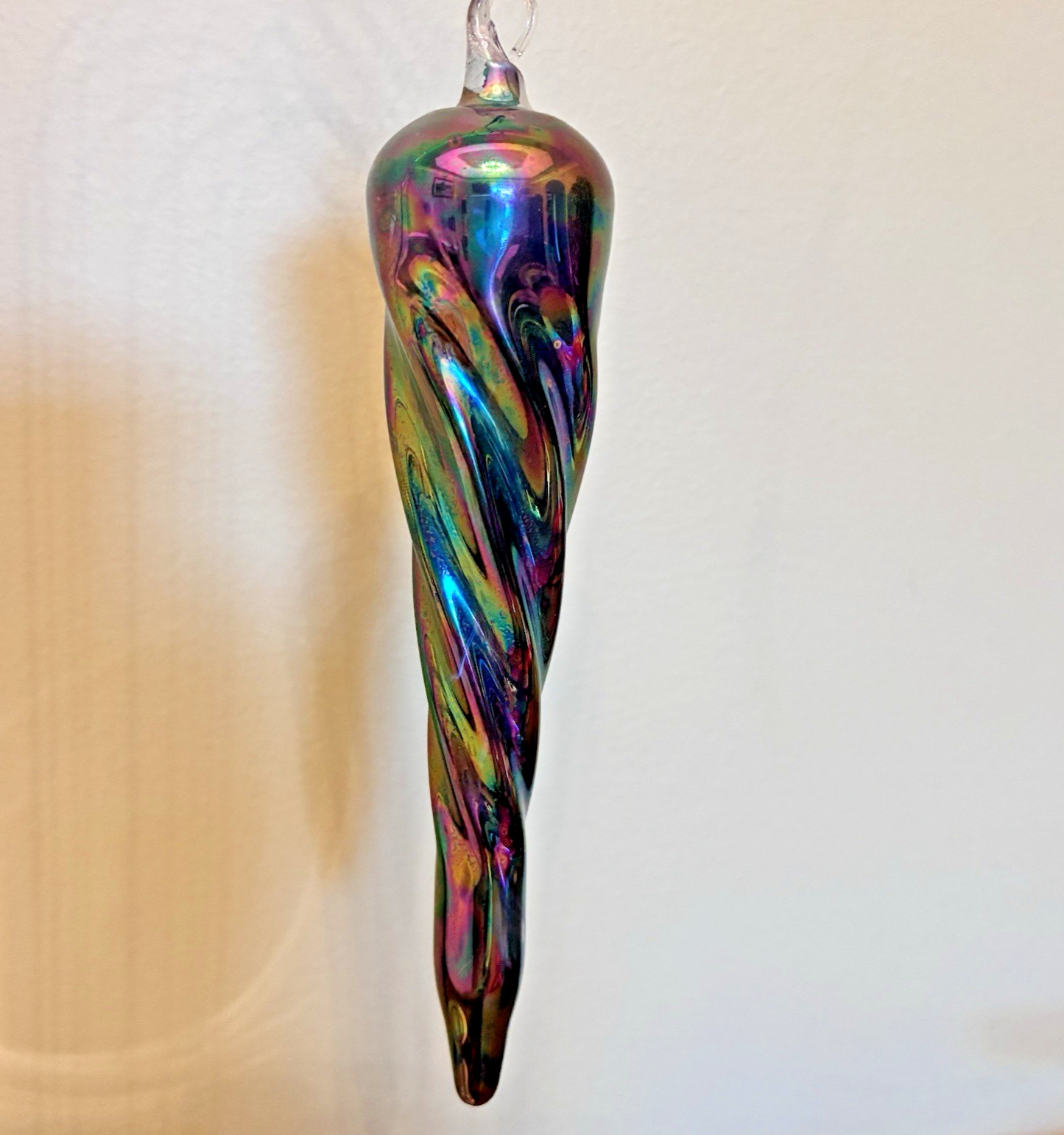 Italian Parise Vetro Icicle Ornament Iridescent Art Glass Hand Blown Vintage