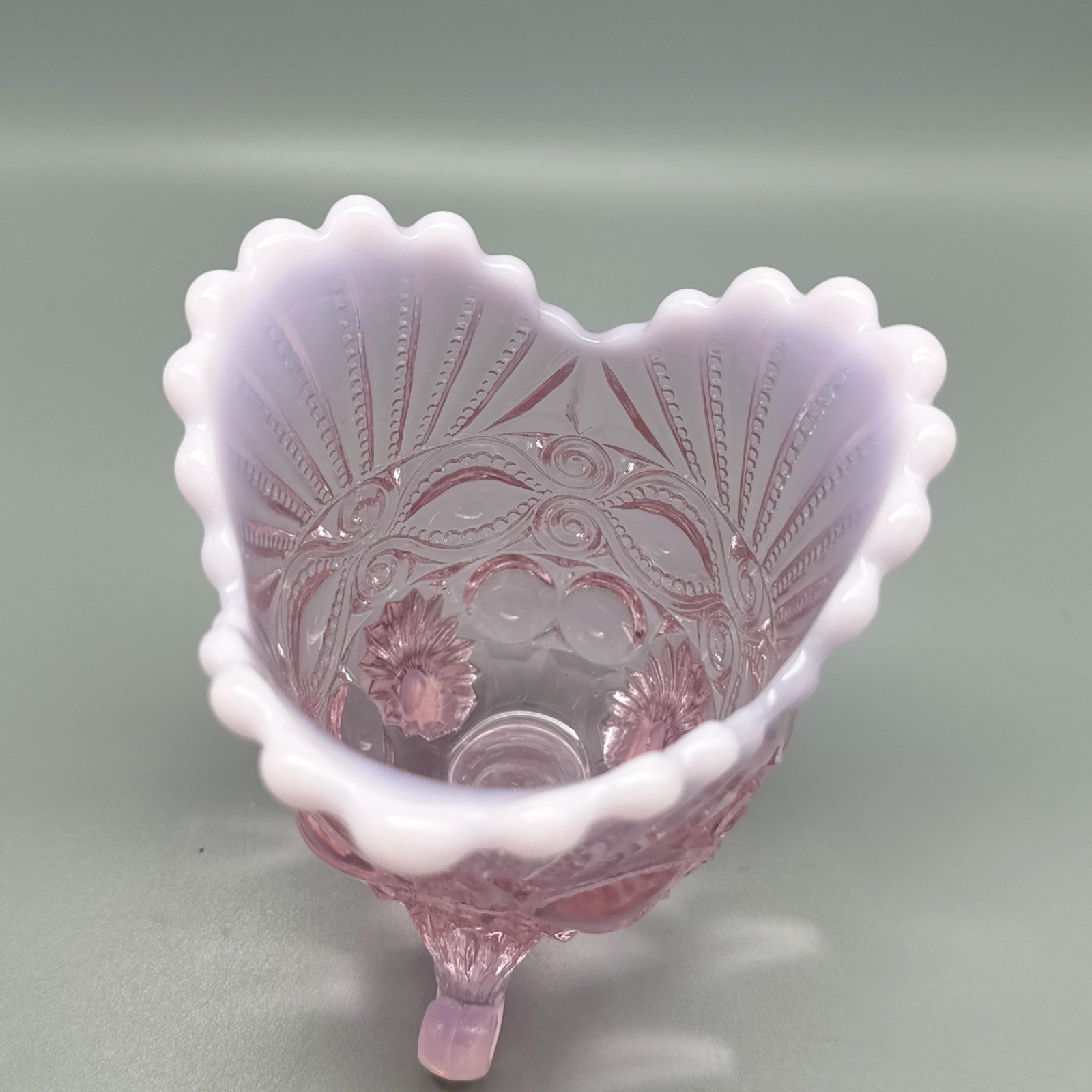 Mosser Glass Pink Opalescent Spooner Vase Eye Winker