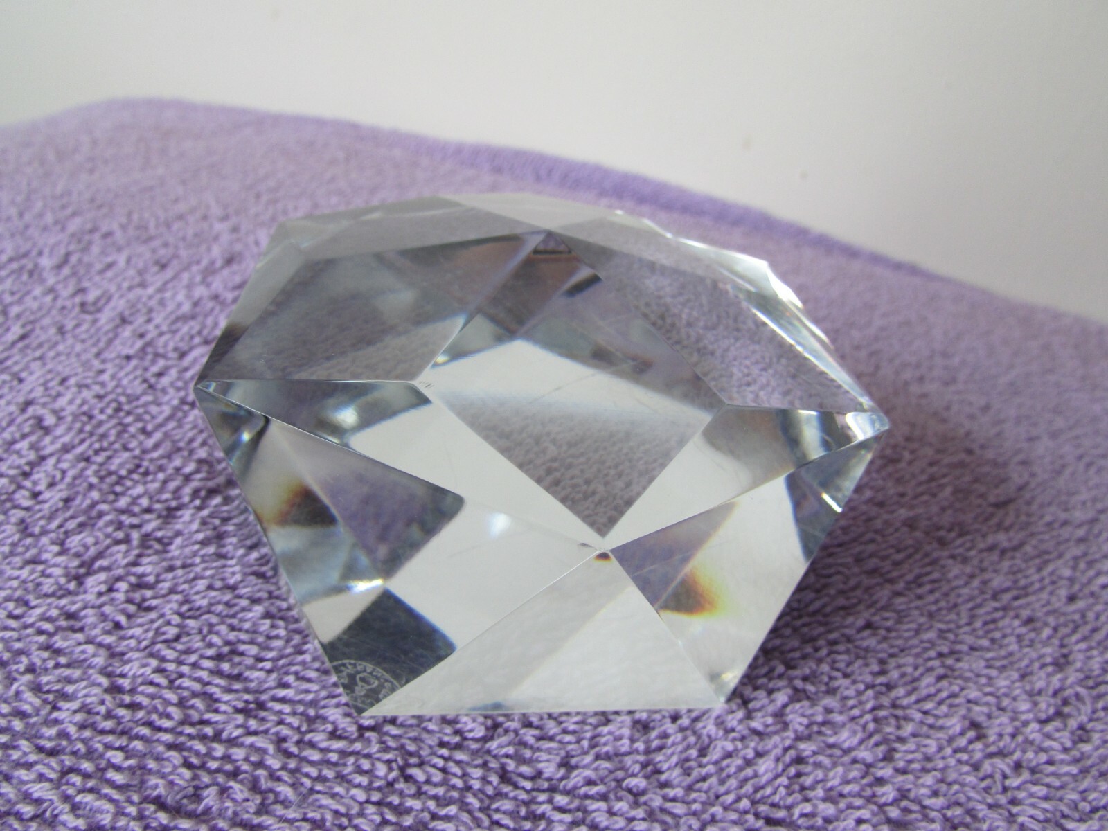 VTG Baccarat France Clear art Glass Crystal Figural Paper Weight FACETED signed