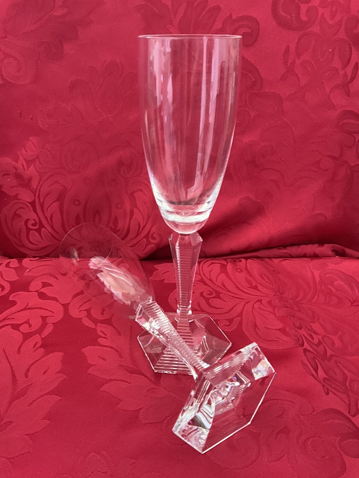 NEW FLAWLESS Exquisite BACCARAT France Glass OPERA Pair Crystal CHAMPAGNE FLUTES