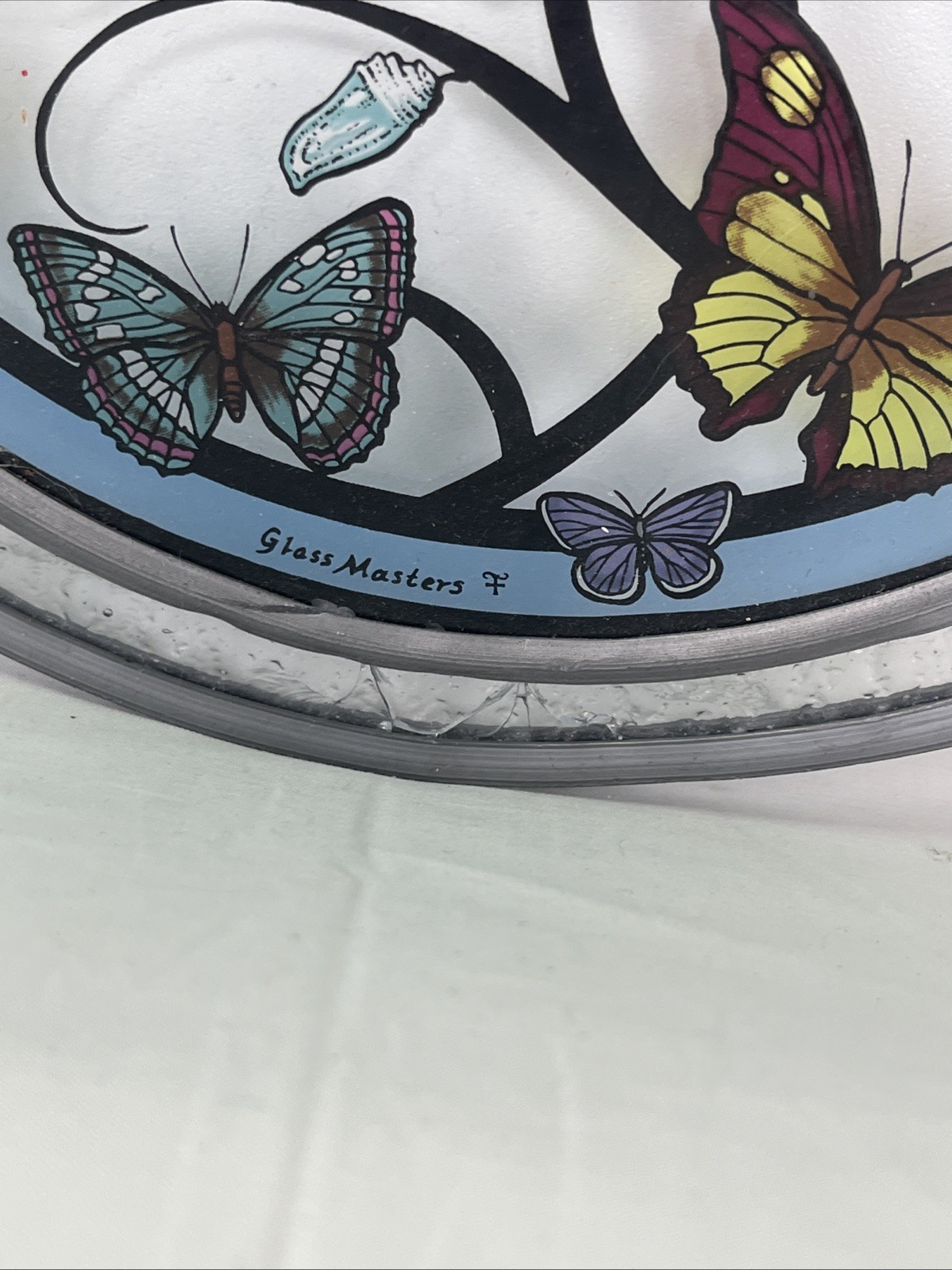 Vintage Glassmasters Butterfly 10″ Sunchatcher Window Art Hang Stained Glass