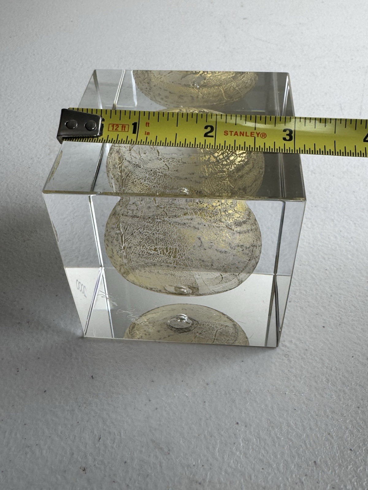 Paperweight Art Glass Sculpture Gold Globe Paperweight Torben Jorgensen Signed