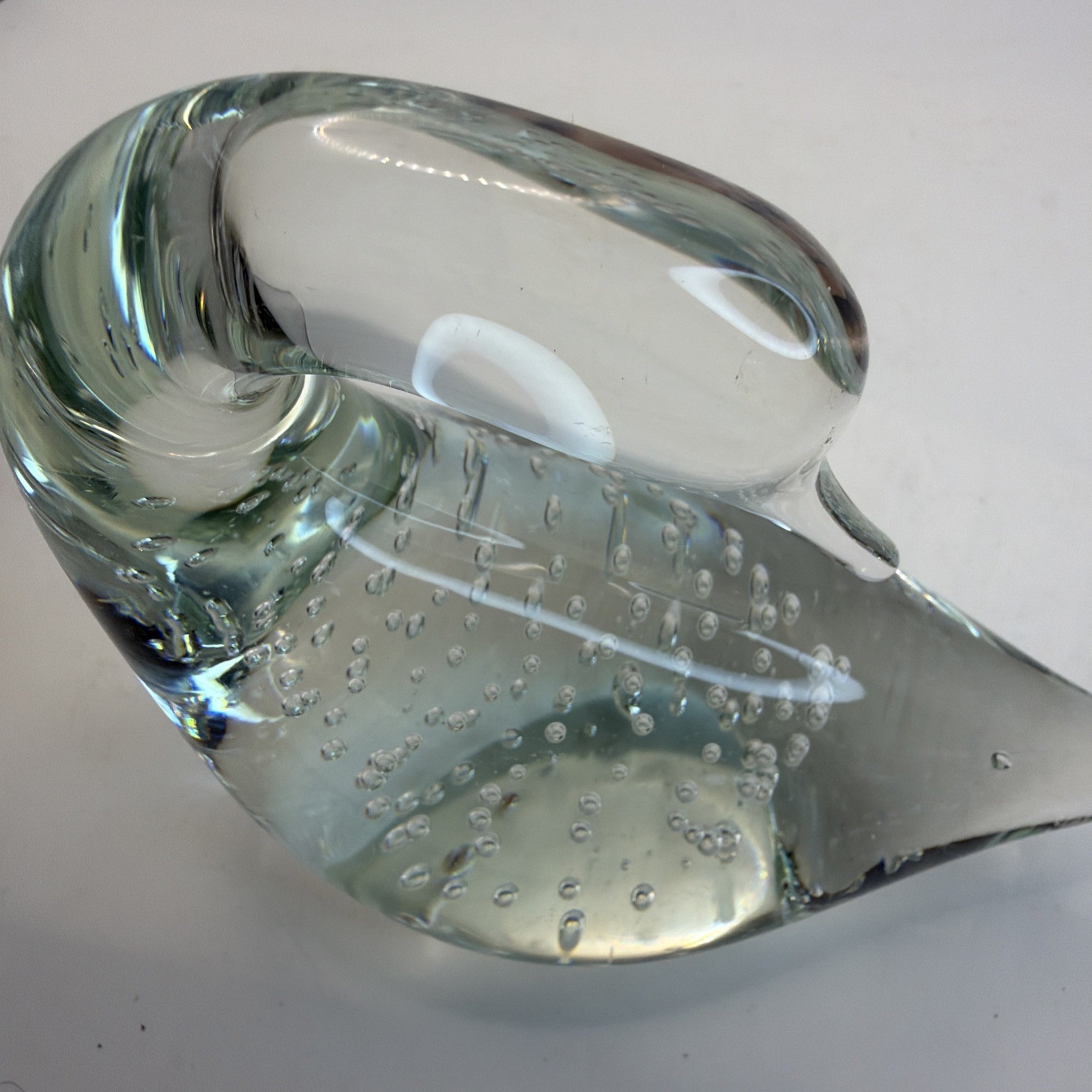 Vintage Swan Clear Art Glass Paperweight Bubbles 1.2lbs- Irice Import Taiwan