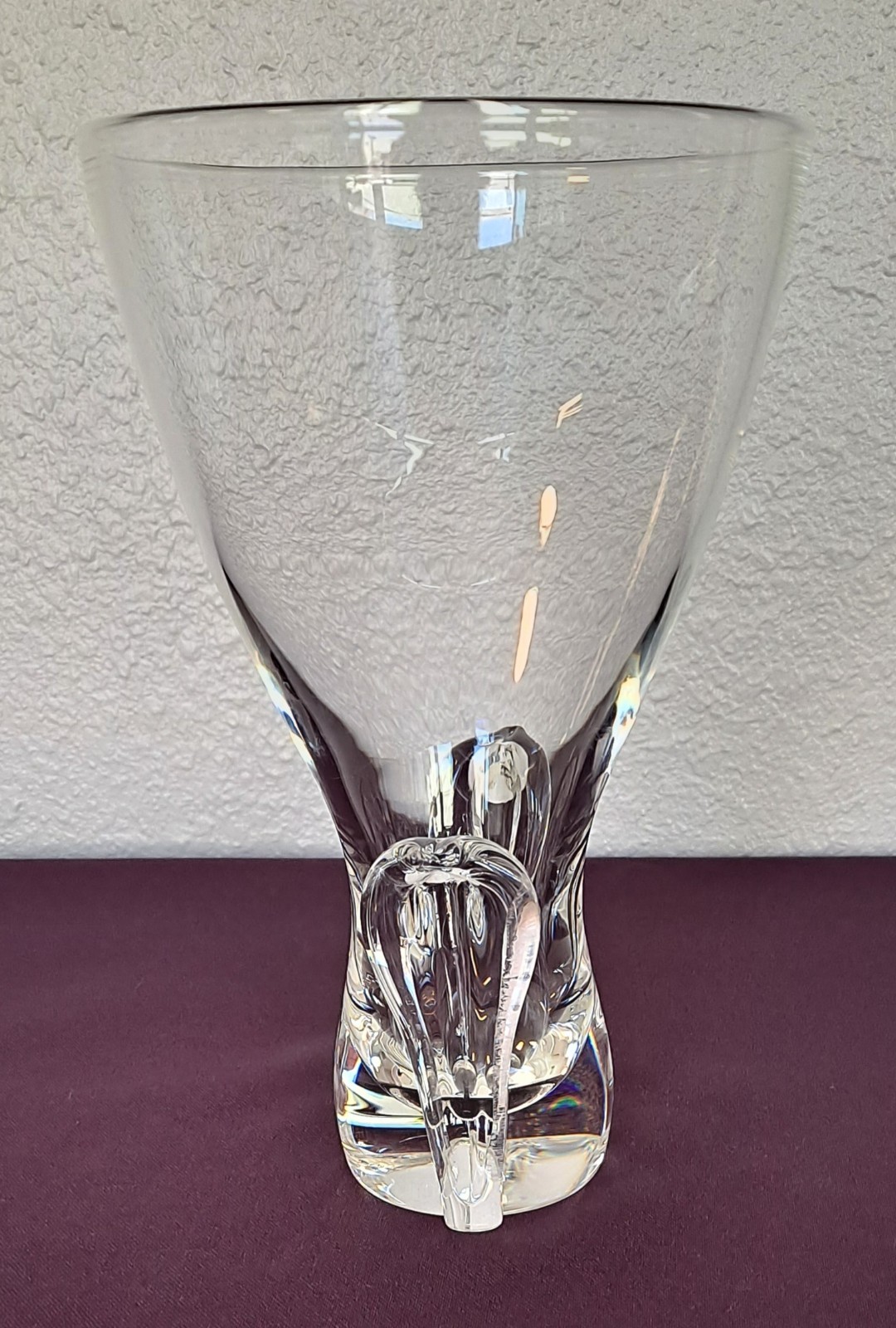 Steuben Crystal 8″ Vase – Lloyd Atkins ‘Lyre’, 1962, MCM Vintage