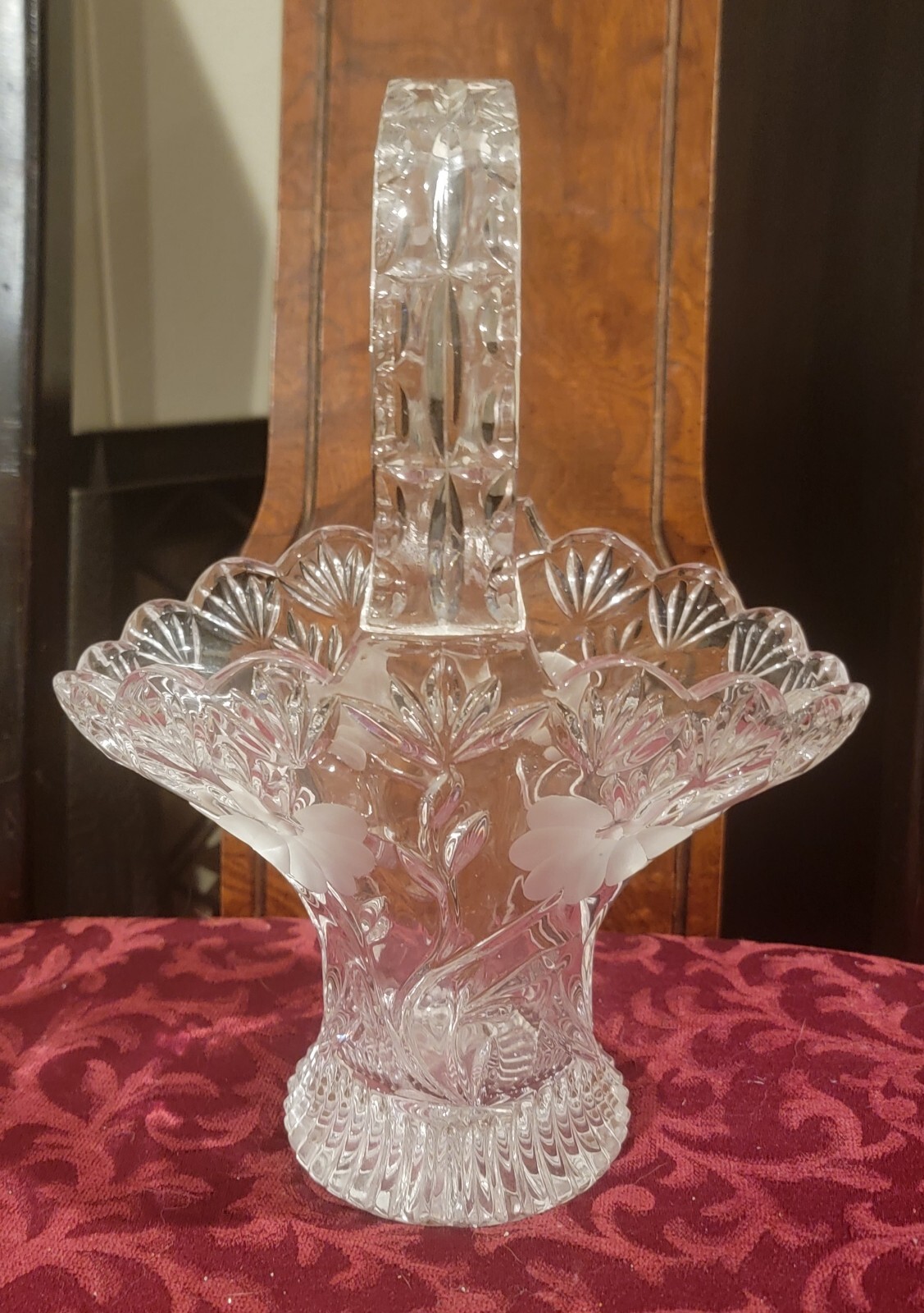Princess House Crystal Basket pattern Not Used W/sticker 10.5″ x 7 3/4″ Boxed
