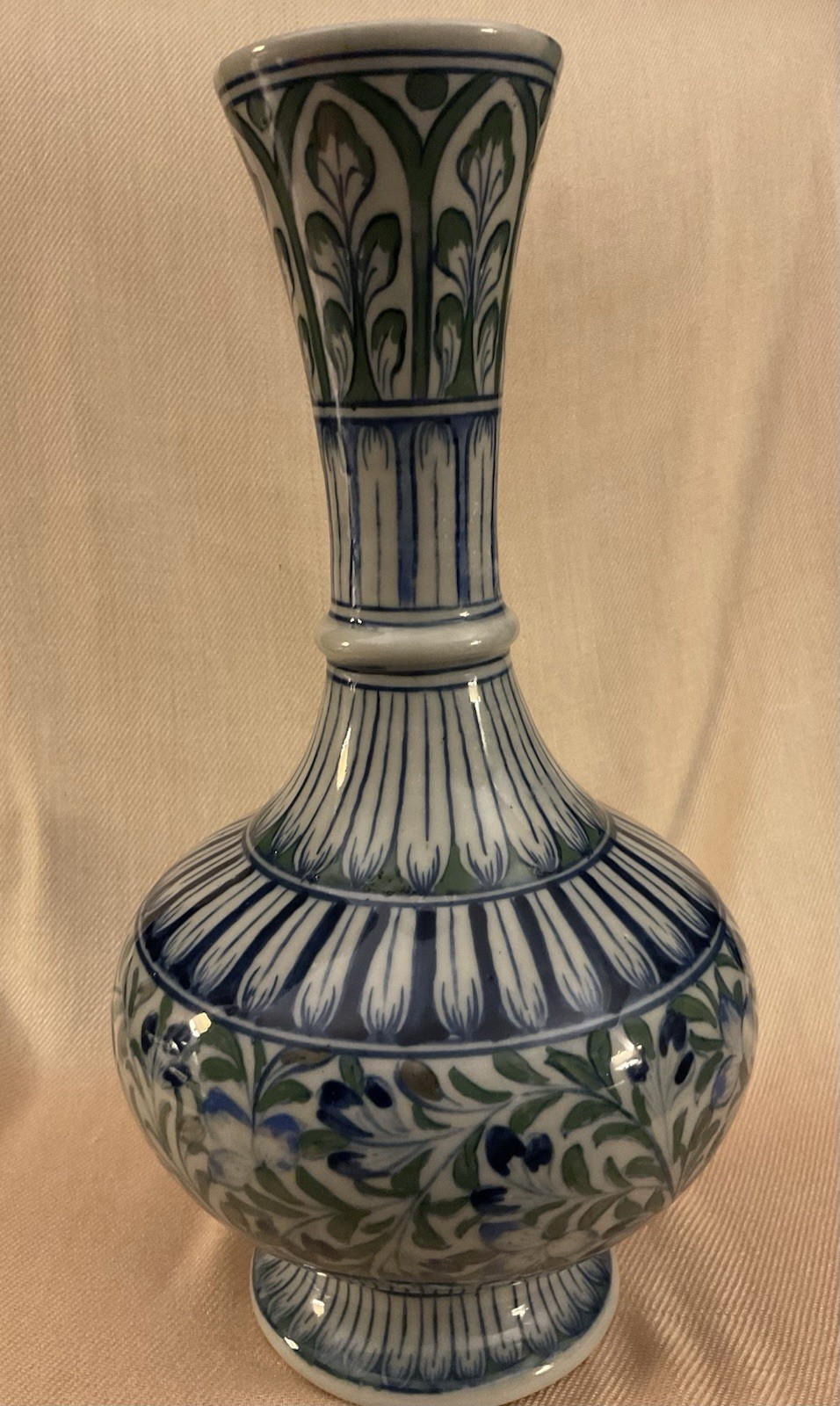 Antique Iznik-style Glazed Vase With Floral Motifs, 12 in