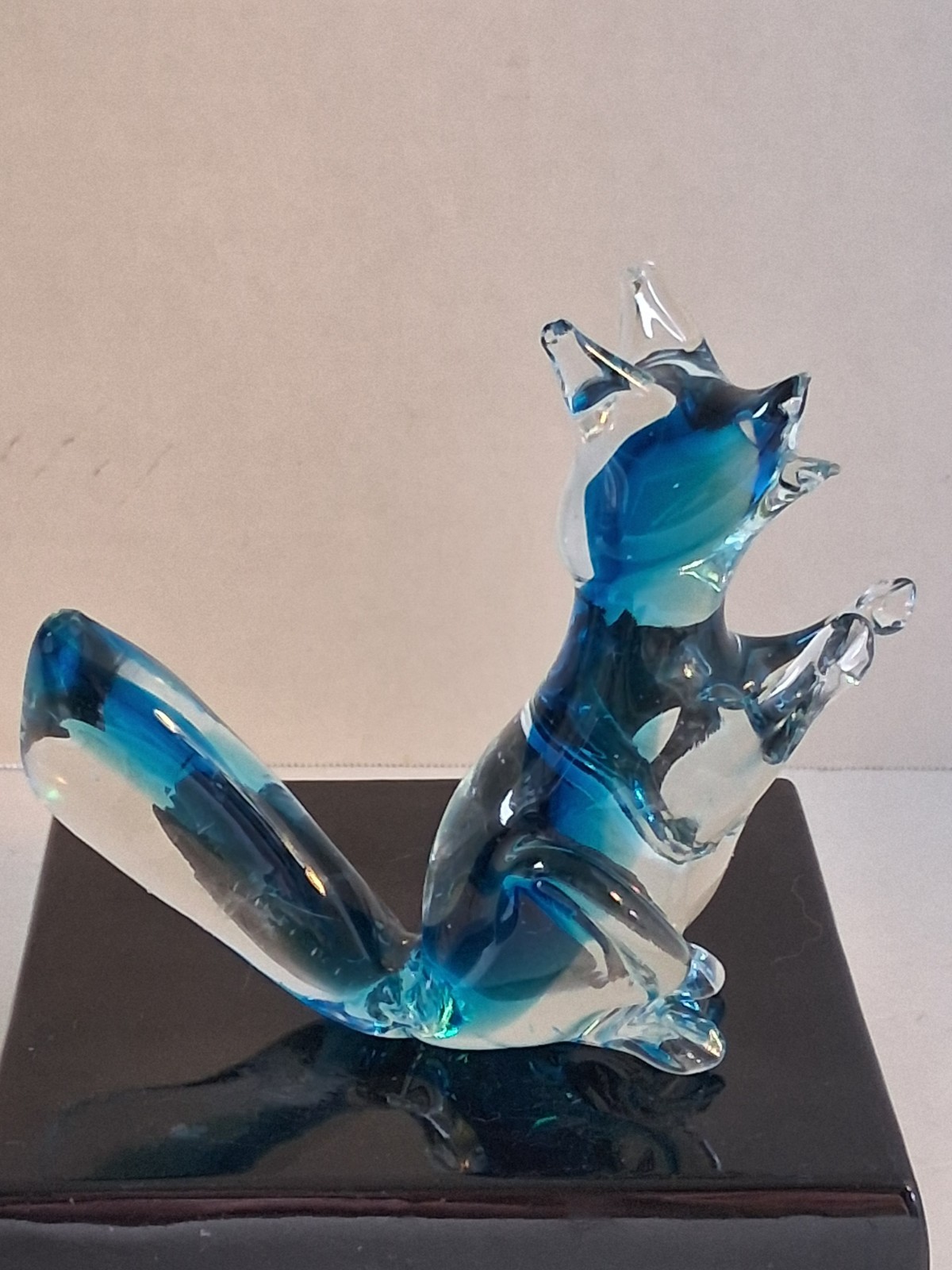 VTG Murano Artas Sommerso Tech. Blue Glass Fox Figurine; Hand Blown; EUC/Mint!