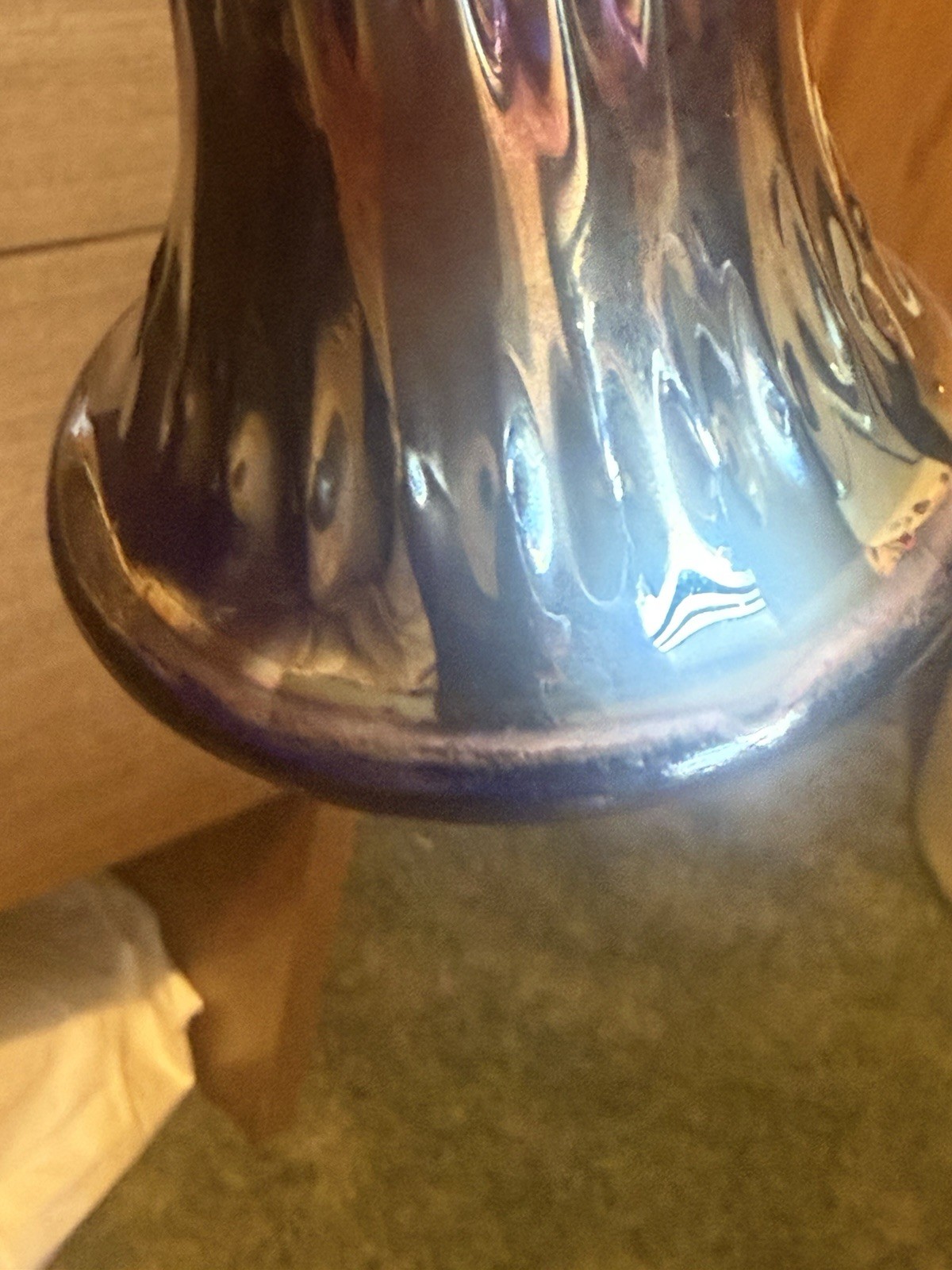 Vintage Fenton 15 3/4” Carnival Glass Cobalt Blue April Showers Vase