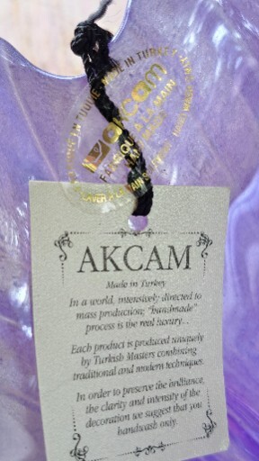 AKCAM Iridescent Glass Decorative Flower Bowl Purple Handmade In Turkey