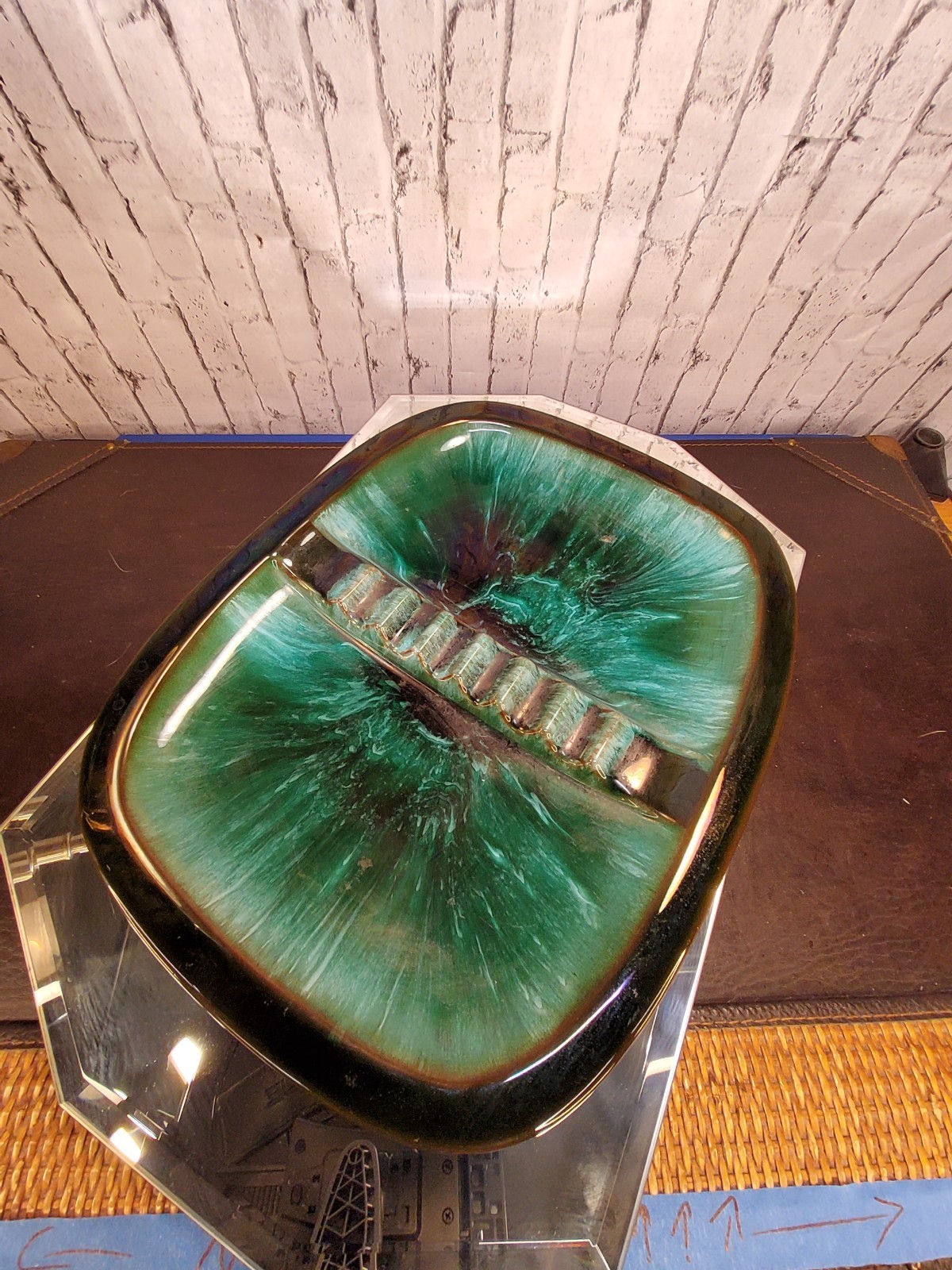 Vintage awesome ASHTRAY CIGARETTE / CIGAR by Blue Mountain Pottery 11.75″