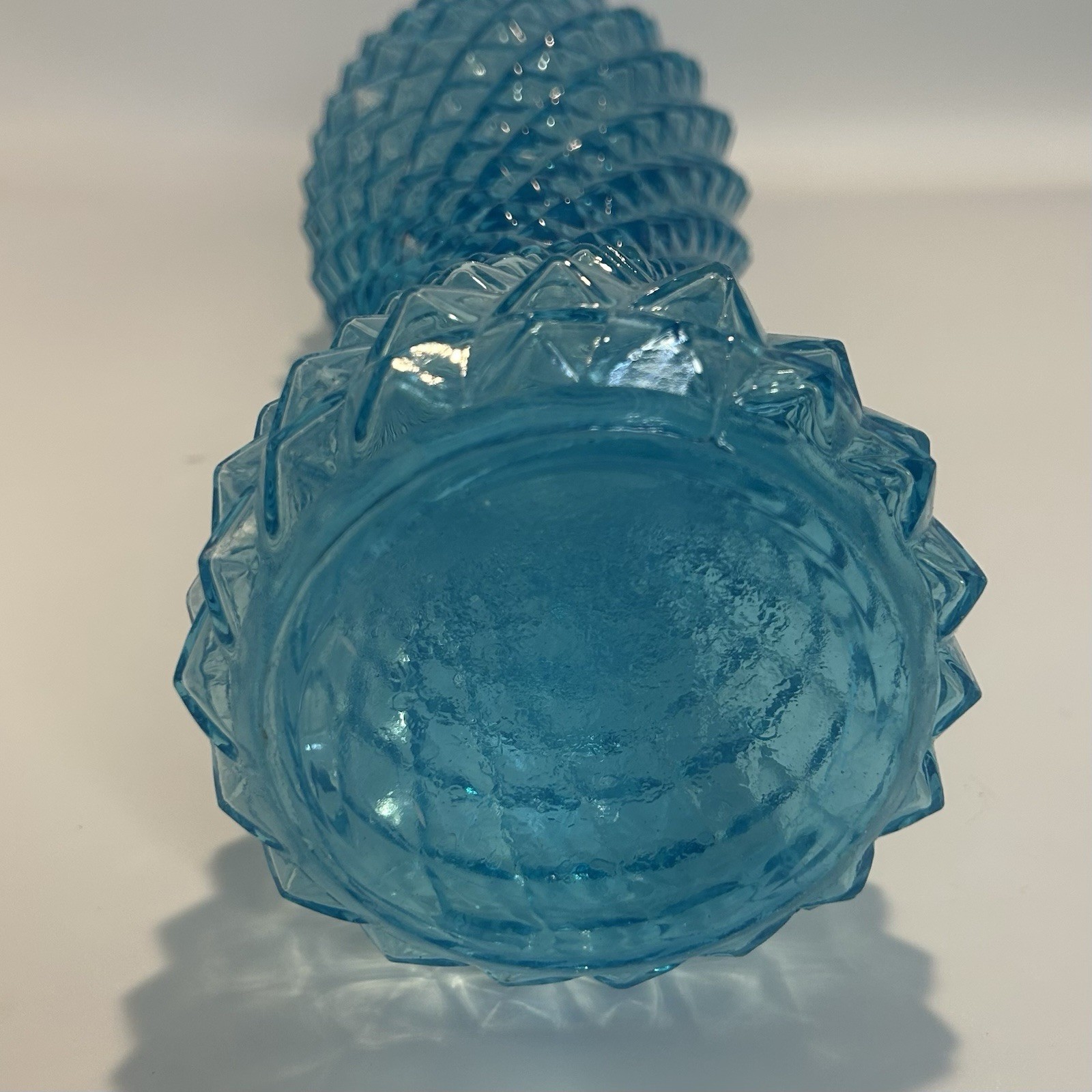 Vintage Empoli Ice Blue Diamond Point Genie Bottle/Decanter – No Stopper 15.75”