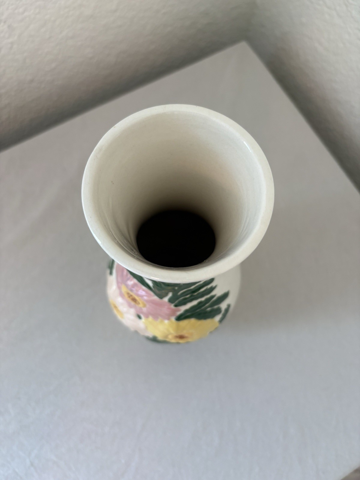 Holland Mold Hand Painted Signed French Art Pottery Floral Vase Glossy White