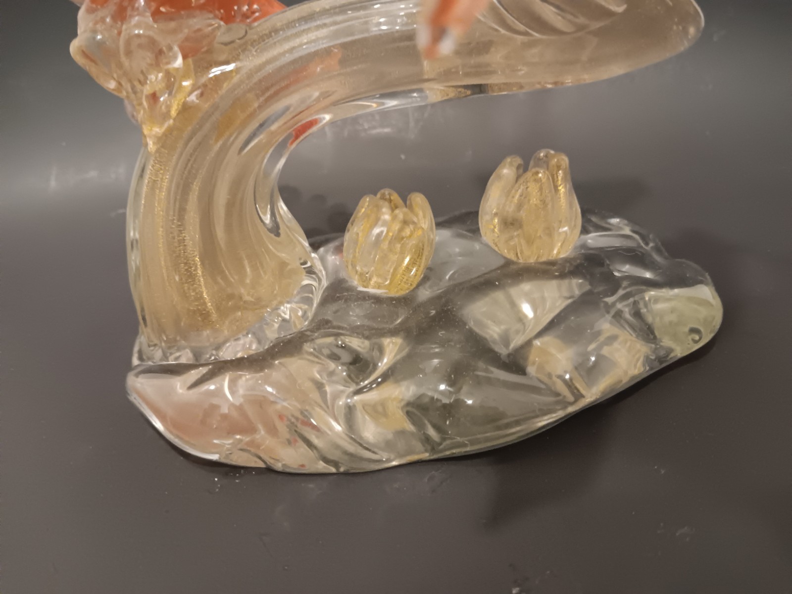 Alfredo Barbini Bird Art Glass Sculpture Figurine Bullicante Gold Flake 10-3/4″