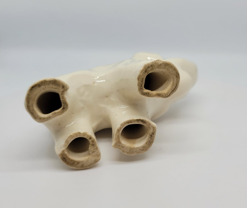 Elephant Figurine Trunk Up Cream White Pottery Ceramic Collectible 2.5 Inch