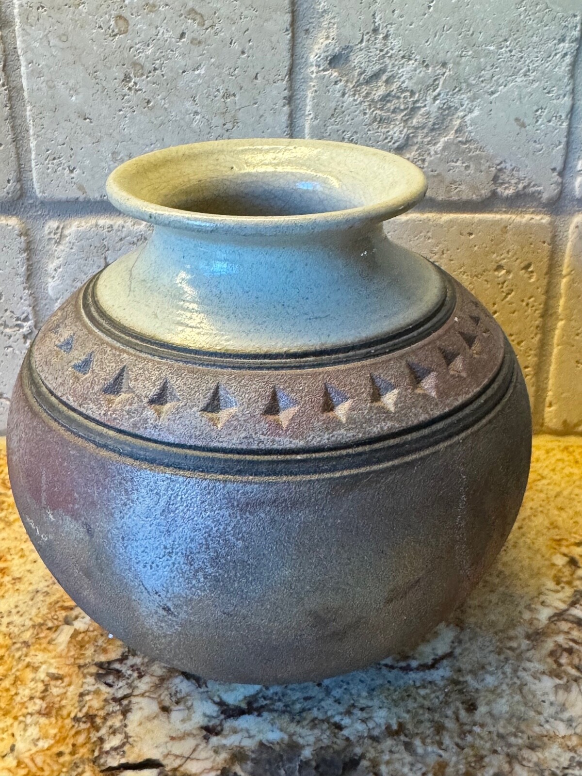 Artisan Raku Pottery Bowl Vase Signed 5.75″ x 5.5″