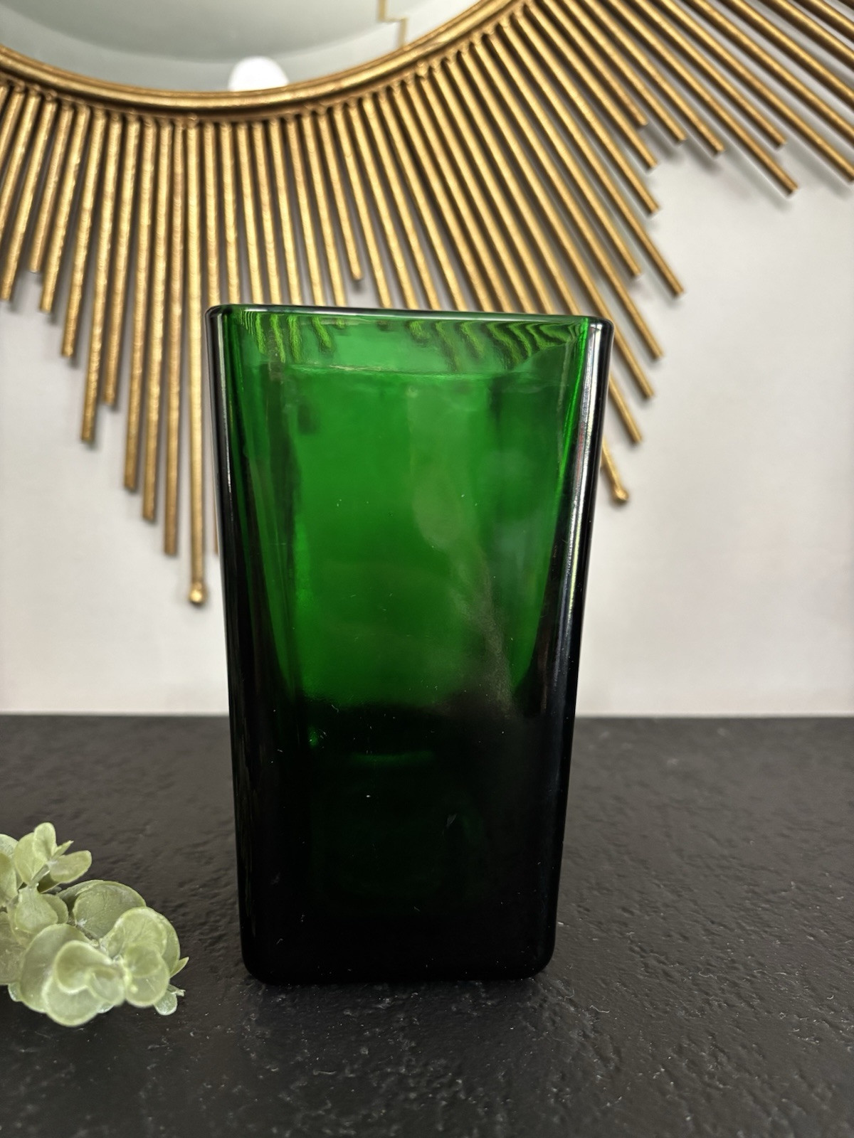 Emerald Green Napco Mid Century Modern Art Glass Vase 6 1/2 Inches Tall