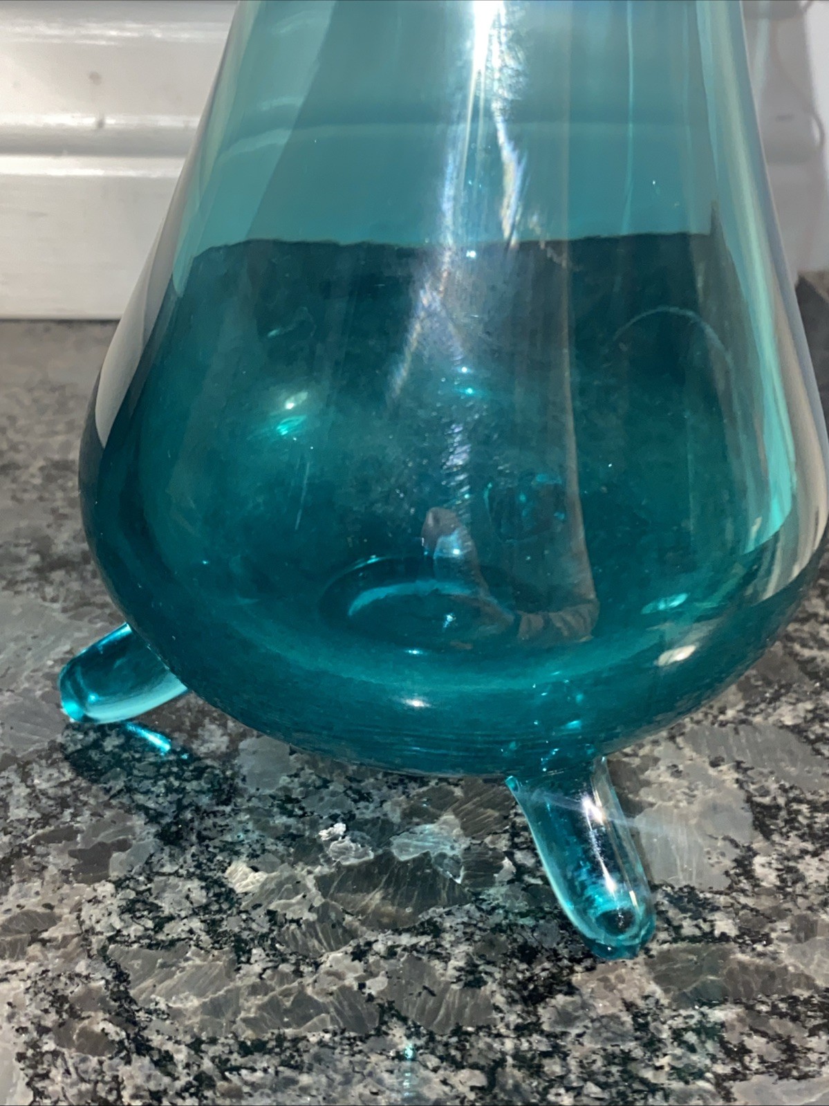 Vntg LE Smith 13” Peacock Blue Turquoise 3 Toe Smooth Swung Vase Smoothie Mint