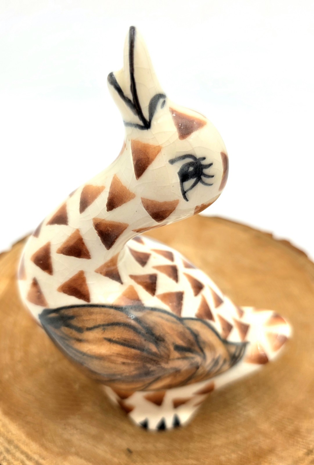 Polish Pottery Goose Figurine Hand Painted Duck Folk Art Ceramic VTG