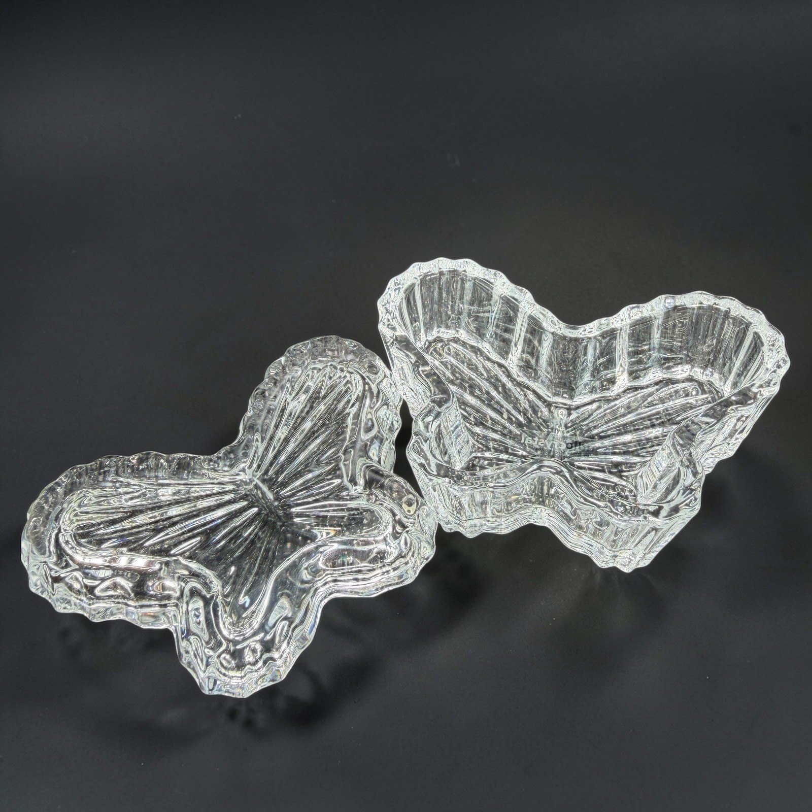 Studio Crystal Butterfly Trinket Box Clear Glass Jewelry Dish Studio Silversmith
