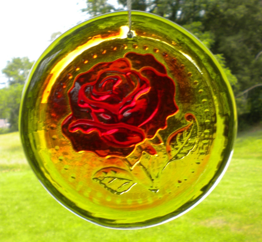 Blenko Glass Suncatcher – Rose – Tangerine