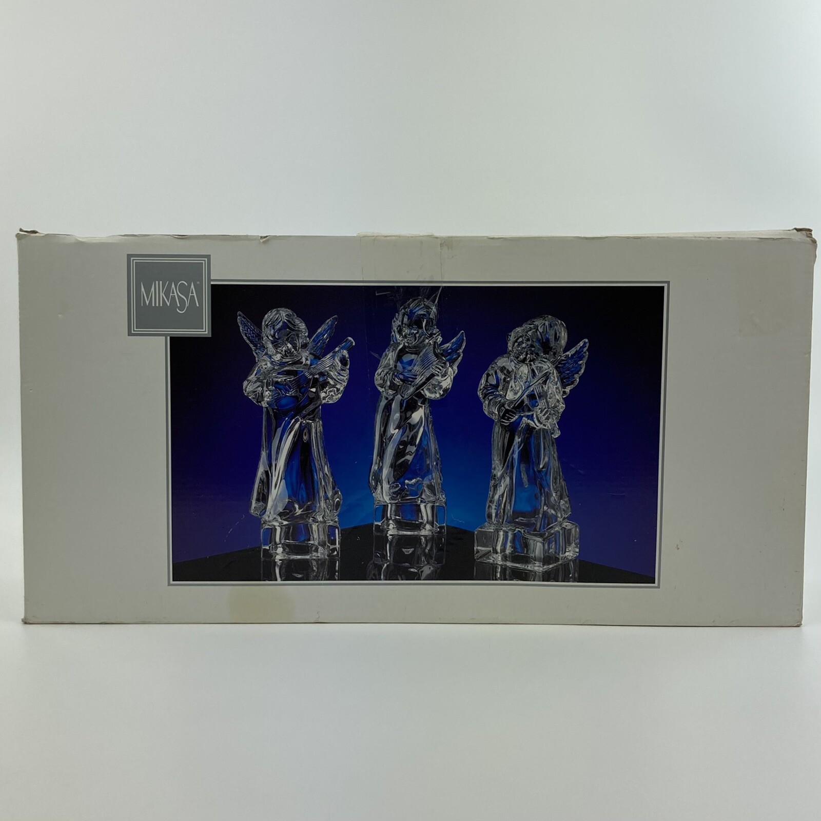 Mikasa Herald Collection Set of 3 Lead Crystal Angels 8” Germany Open Box