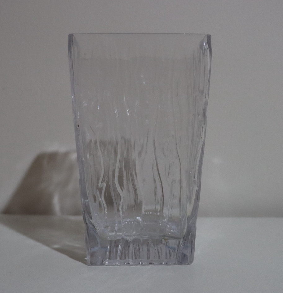 Modernist Clear Textured Ice Glass Vase