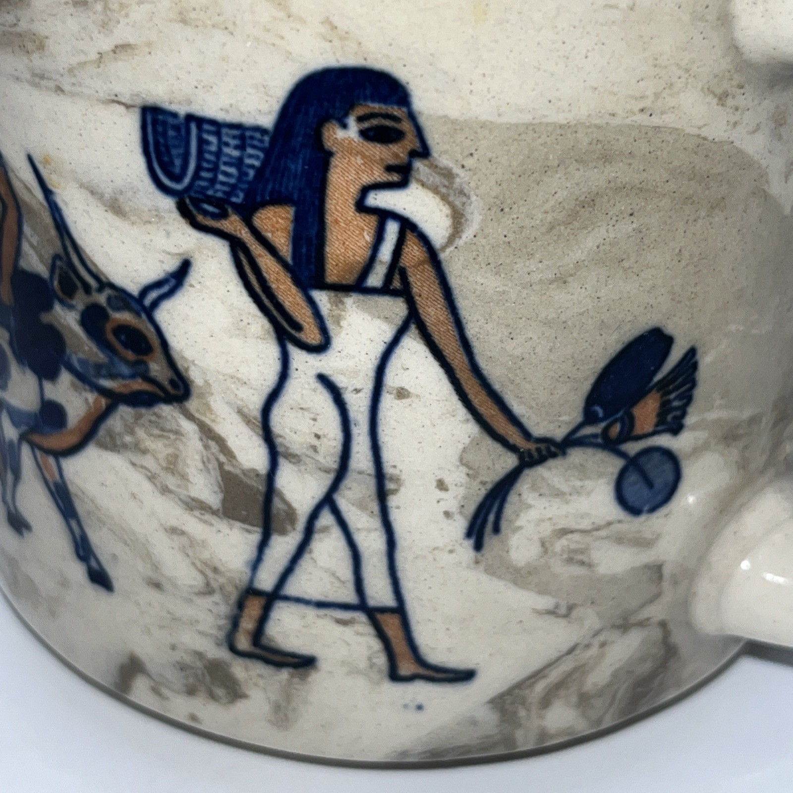 VTG Egyptian Hieroglyphs Mug Planter Succulent Cactus Art Pot As Is Decor AS IS