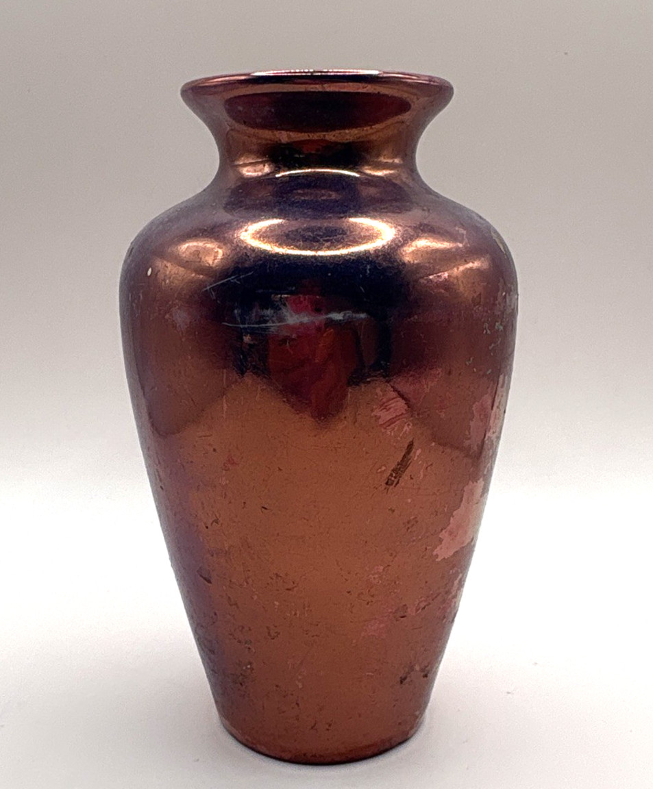 K.B. USA Purple & Copper Glossy Abstract Art Pottery Ceramic Vase Signed