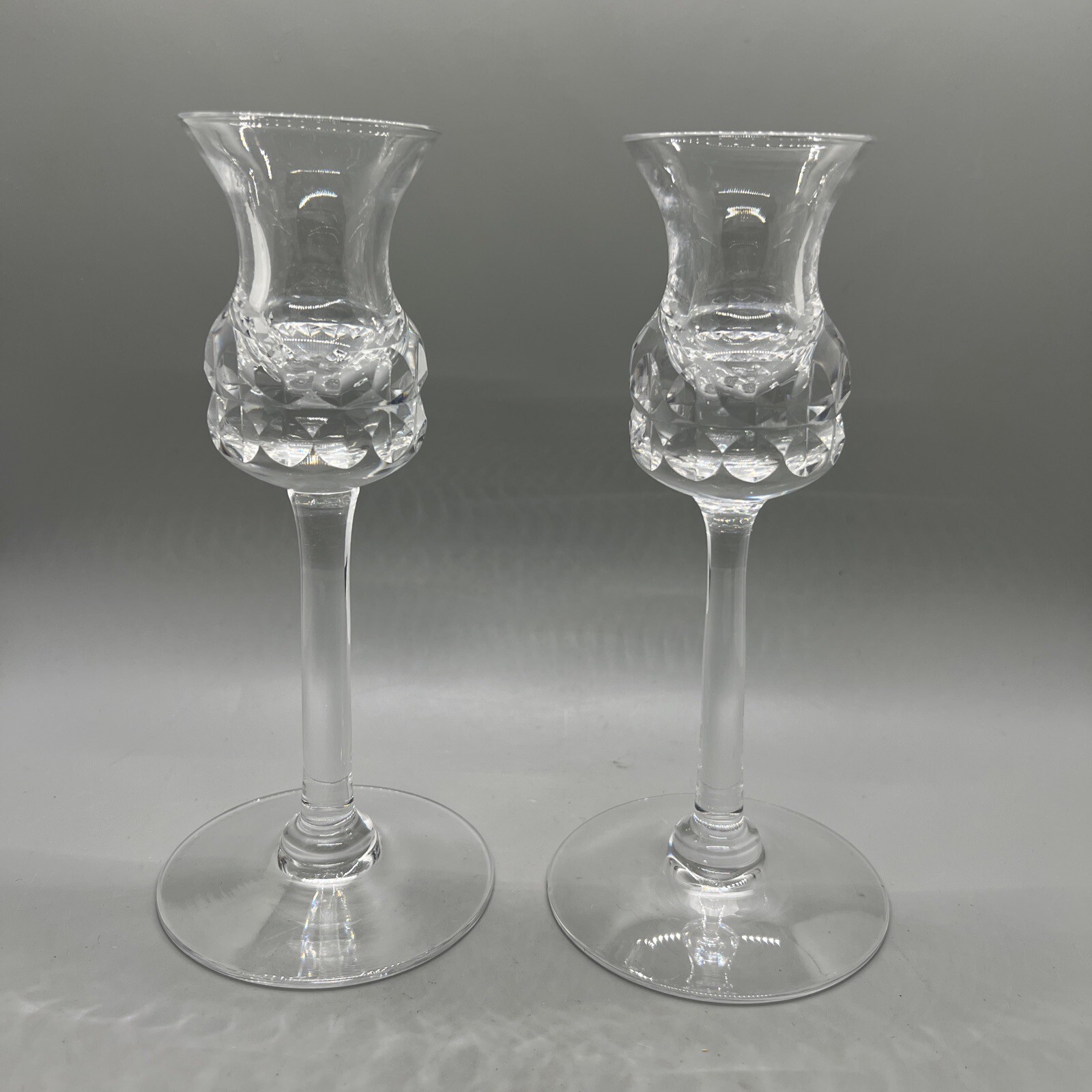 Crystal Candle Stick Kosta Boda Signed Holders Goran Warff Pillar Mcma 7” 66200